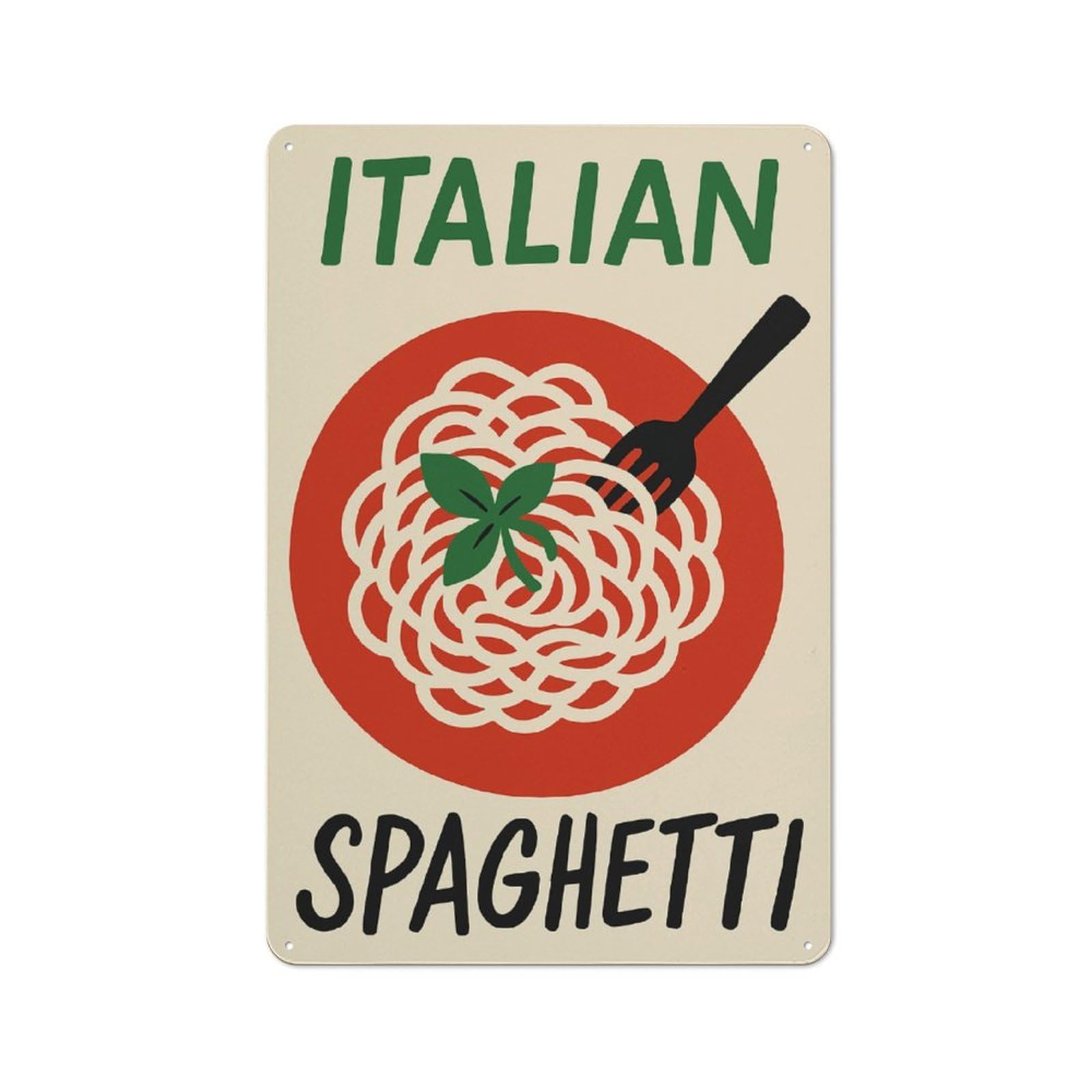Italian Spaghetti Vintage Metal Sign 30x20cm for Hobby Room Or Studio, Housewarming Present for People Styling Hobby Room And Studio