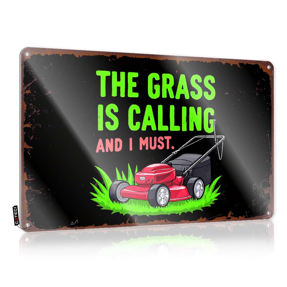 Plaque Decaor Custom Tin Sign, Gift For Camper Fade Resistant The Grass Is Calling And I Must. For Home Kitchen | Scandinavian Vintage Decor For Bars Party(30X40CM)
