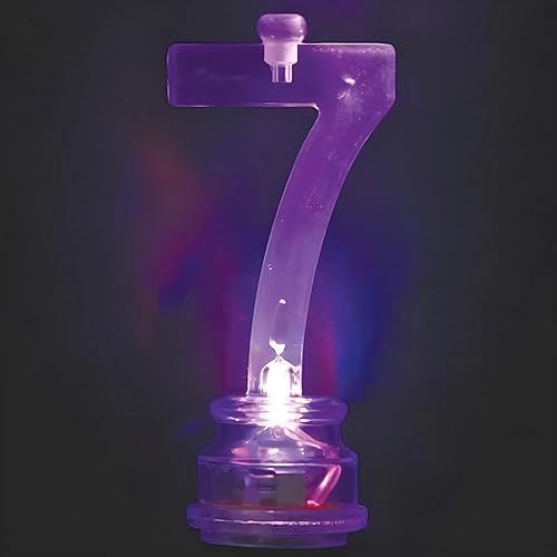Miniatura 2 de Juego de velas y número iluminado multicolor para torta de cumpleaños, 5 unidades, 7, Multicolor
