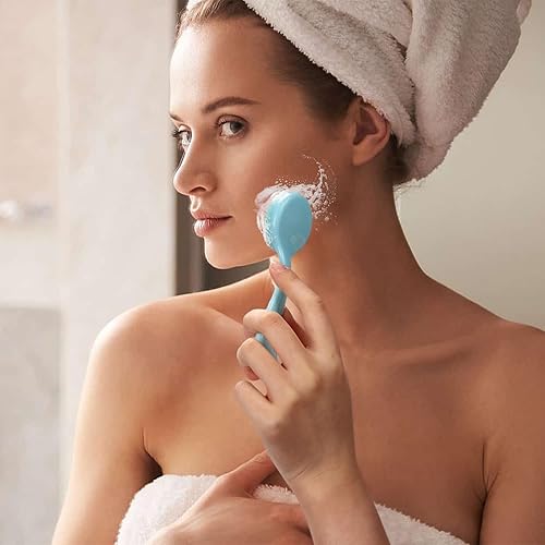 Miniatura 8 de NADUSEP - Cepillo de limpieza facial manual de silicona, paquete de 2 cerdas suaves y agradables a la piel, cepillo exfoliante facial impermeable