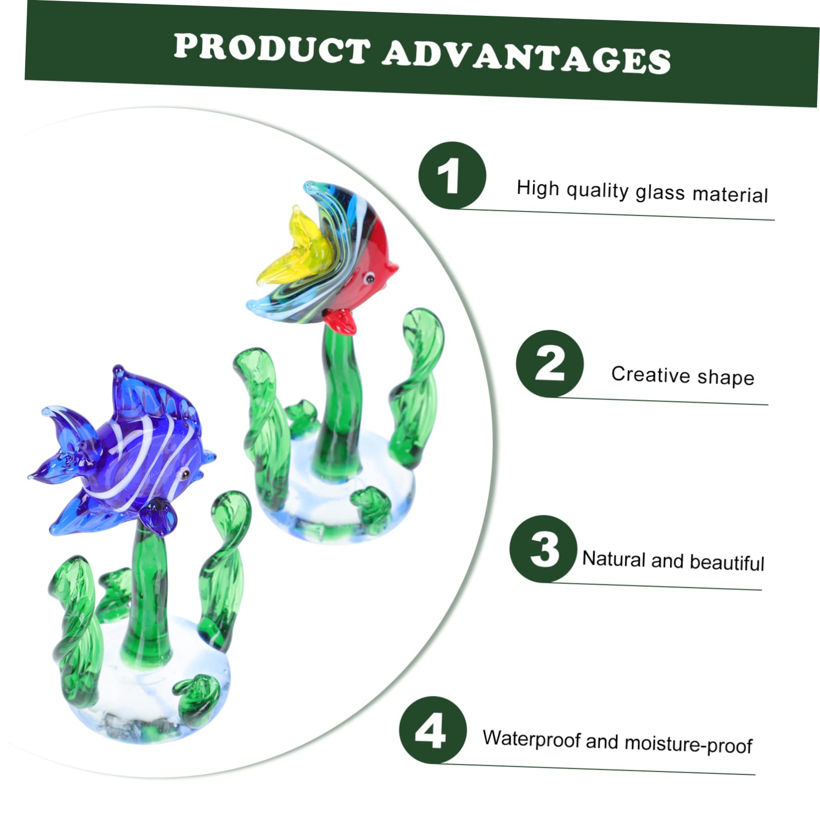 Happyyami 6piezas Figuritas De Pescado De Vidrio Decoración Acuática para Acuarios Adornos De Plantas Acuáticas De Decoración Miniatura para Hogar