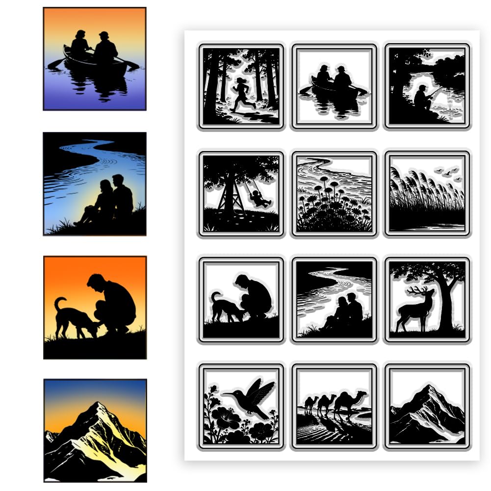 CONCHLERY Scene Window Landscape Clear Silicone Stamps 6.3x4.3 Inch