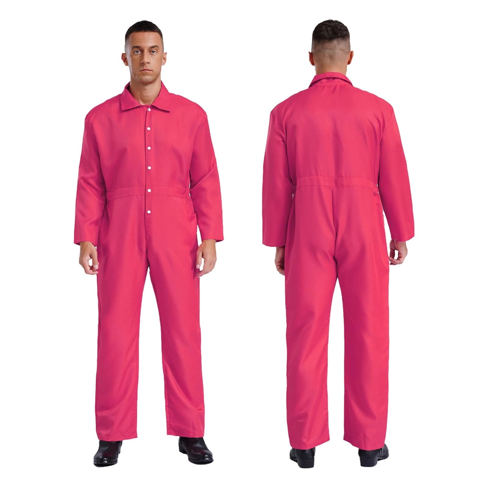 Tuta da uomo e donna, tuta con risvolto, manica lunga, meccanico, uniformi officina, volo per Officine e Magazzini Meccanici(Pink,3XL)
