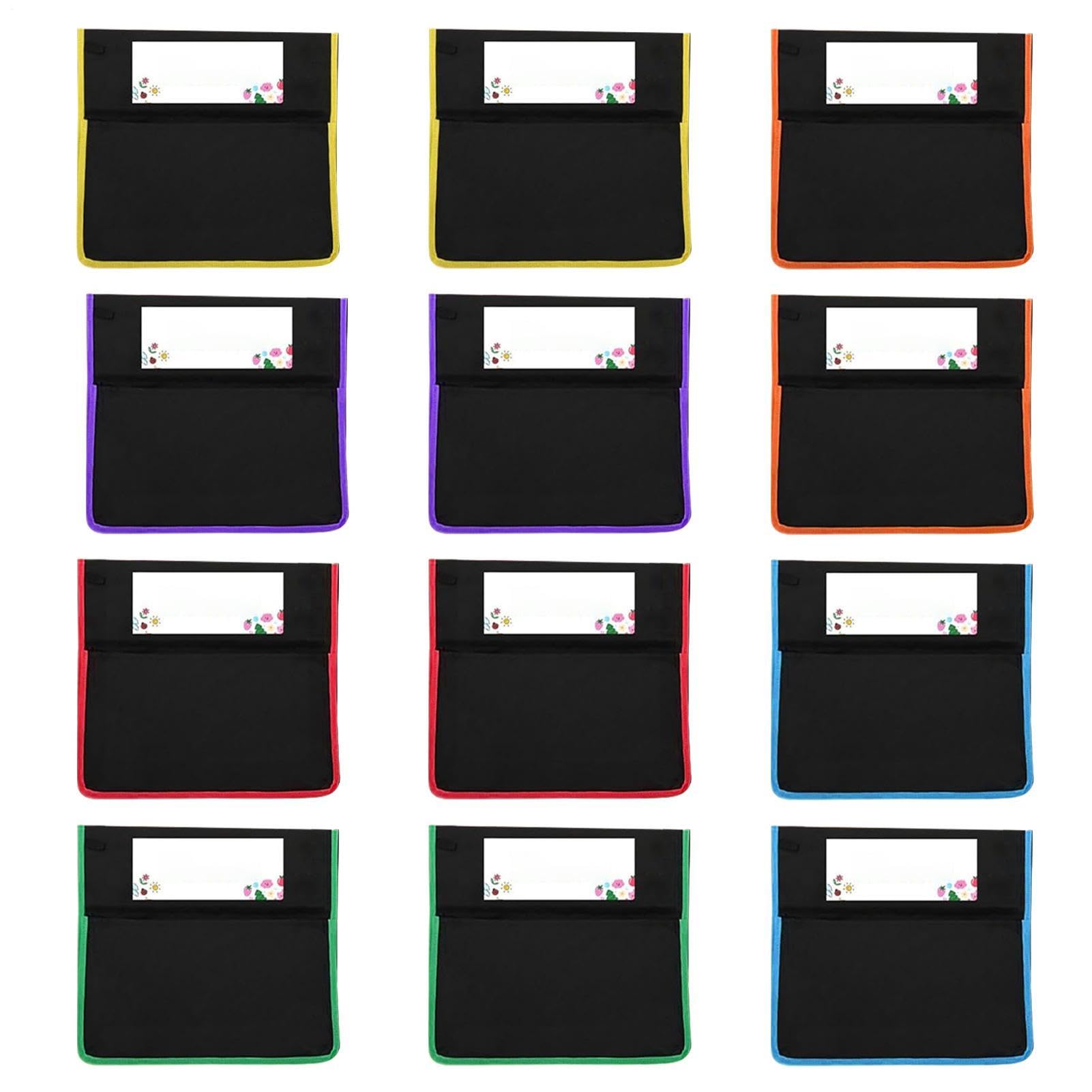 12 borse per sedia da aula, 40 x 40 cm, per sedie di classe, colore nero
