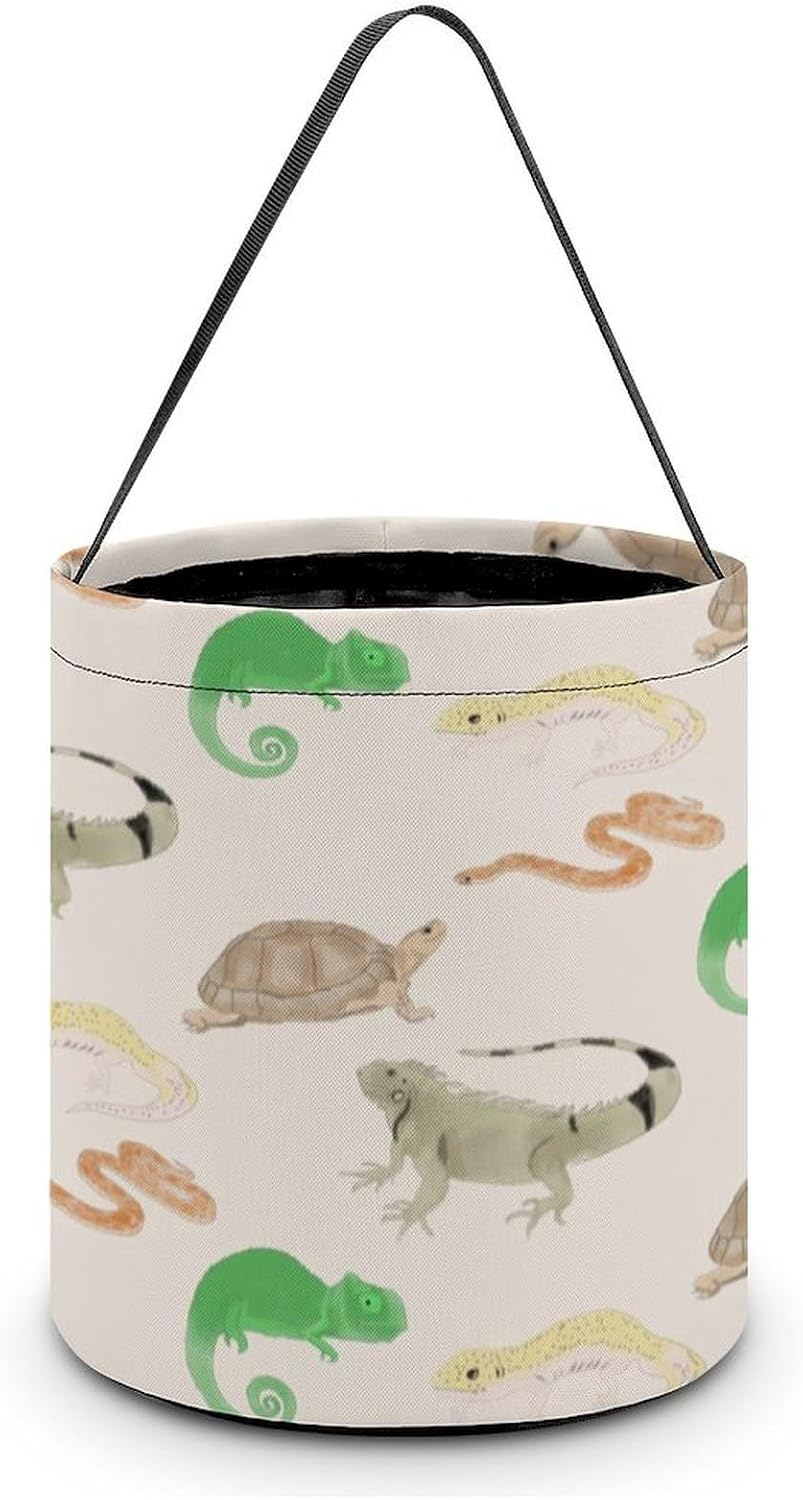 Lizard Turtle Leopard Gecko Reptile Halloween Treat Bag Reusable Candy Basket Tote Goody Bags Gift Party