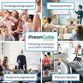 PreonCube CO2 Ampel CO2 Messgerät Raumluft 360° Ampel, Sensoren für CO2, Temperatur, Luftfeuchtigkeit, aktivierbarer Warnton, WLAN, 34cm, Made in Germany