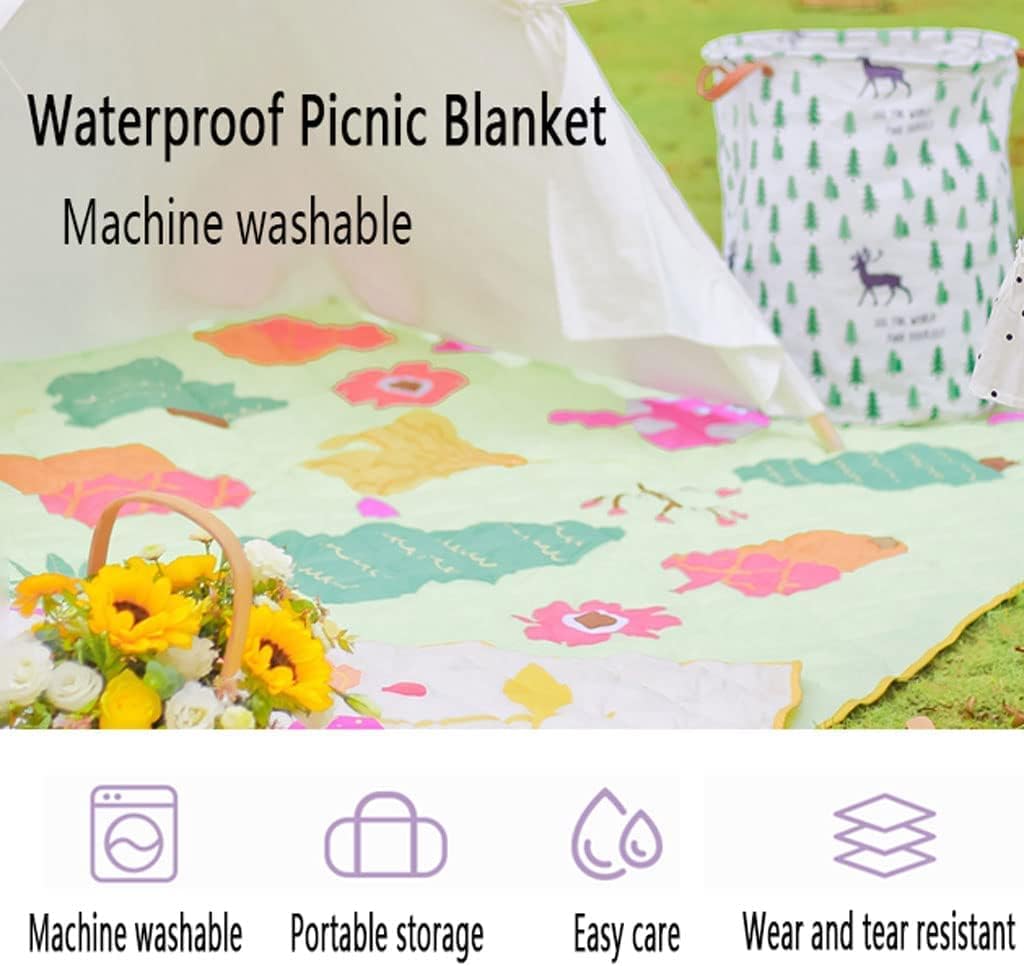 Portable Picnic Blanket,Picnic Blanket,Beach Mat Picnic Blanket,Portable Picnic Blanket,Waterproof,Sand Proof,Machine Washable,Slip Resistant With With Carrying Handle For Family,Beach,Park,Hiking,Cam