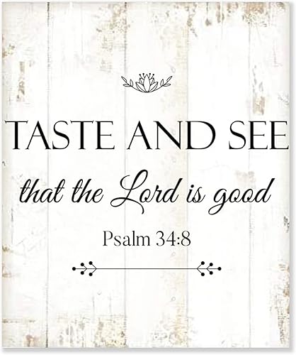 Letrero de madera con texto en inglés "Taste and See That The Lord Is Good" Salmo 34 8 signos religiosos cristianos de Jesús, versículo bíblico,