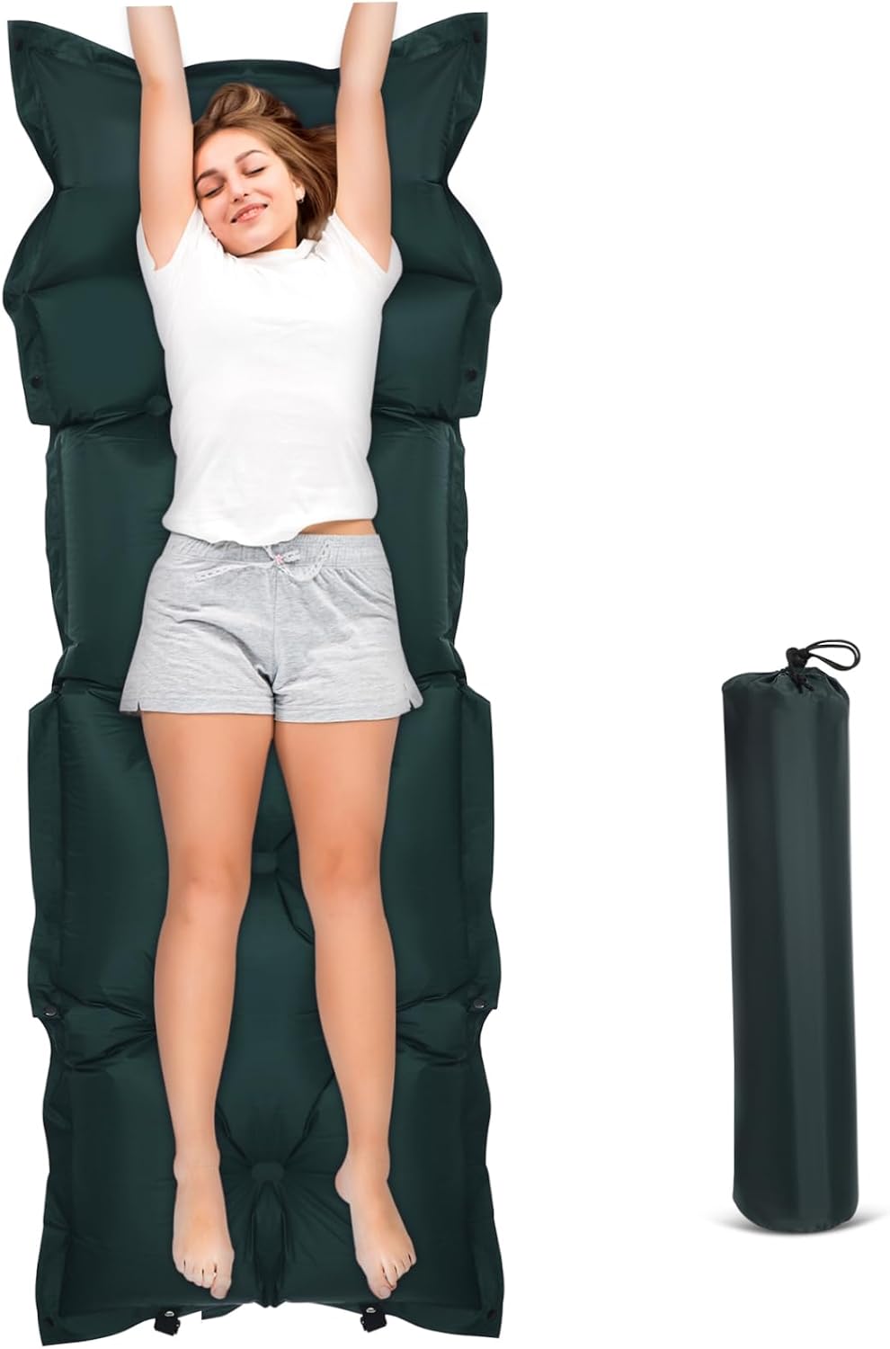 VICASKY Camping Sleeping Pad Integrated Pillow Self-Inflating Air Mattress for Hiking Outdoor Adventures Skin-Friendly Effortless Setup