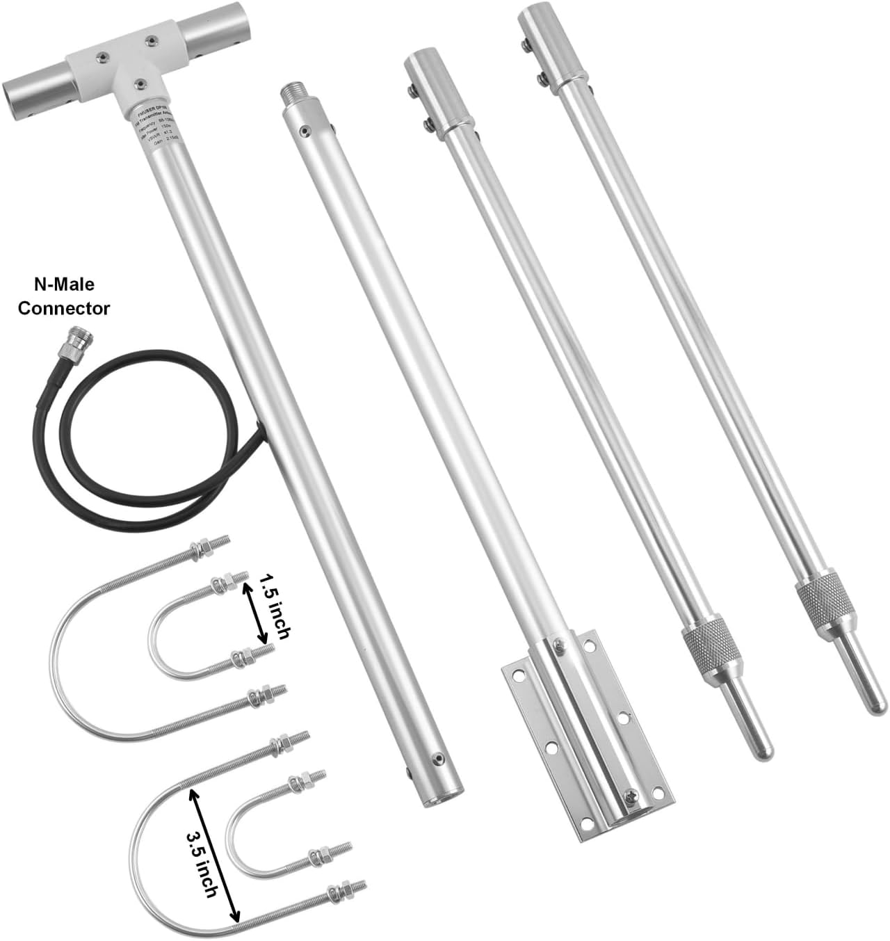 DP200 1/2 Wave Outdoor FM Dipole Antenna for 88-108MHz, High Gain Adjustable Broadcast Antenna for 0.5W-150W Transmitters, Heavy-Duty Aluminum Alloy Setup with N Female Connector