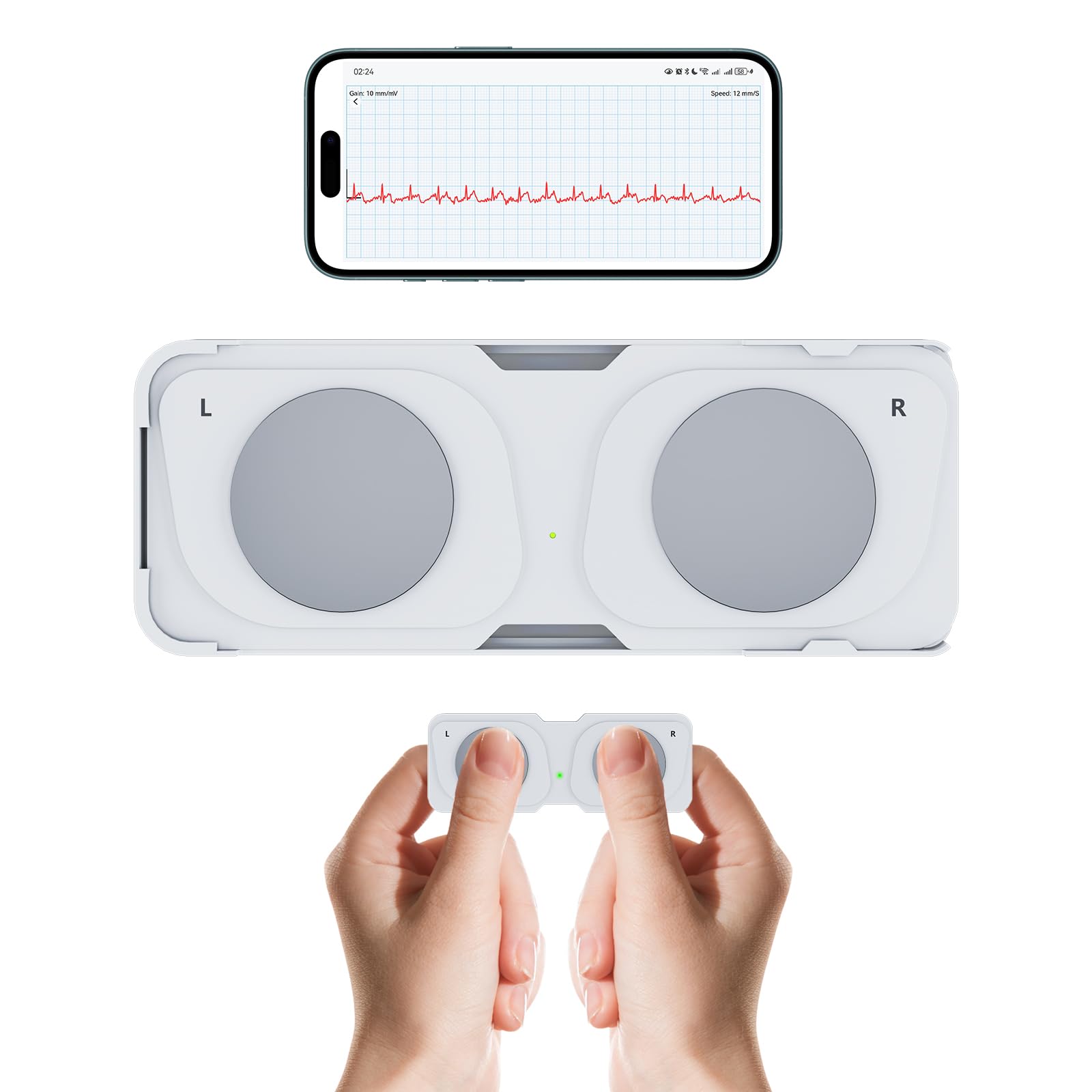 Monitor ECG mobile, dispositivo ECG personale, rileva fibrillazione atriale, bradicardia o tachicardia in 30 secondi, cardiofrequenzimetro, app per iOS/Android
