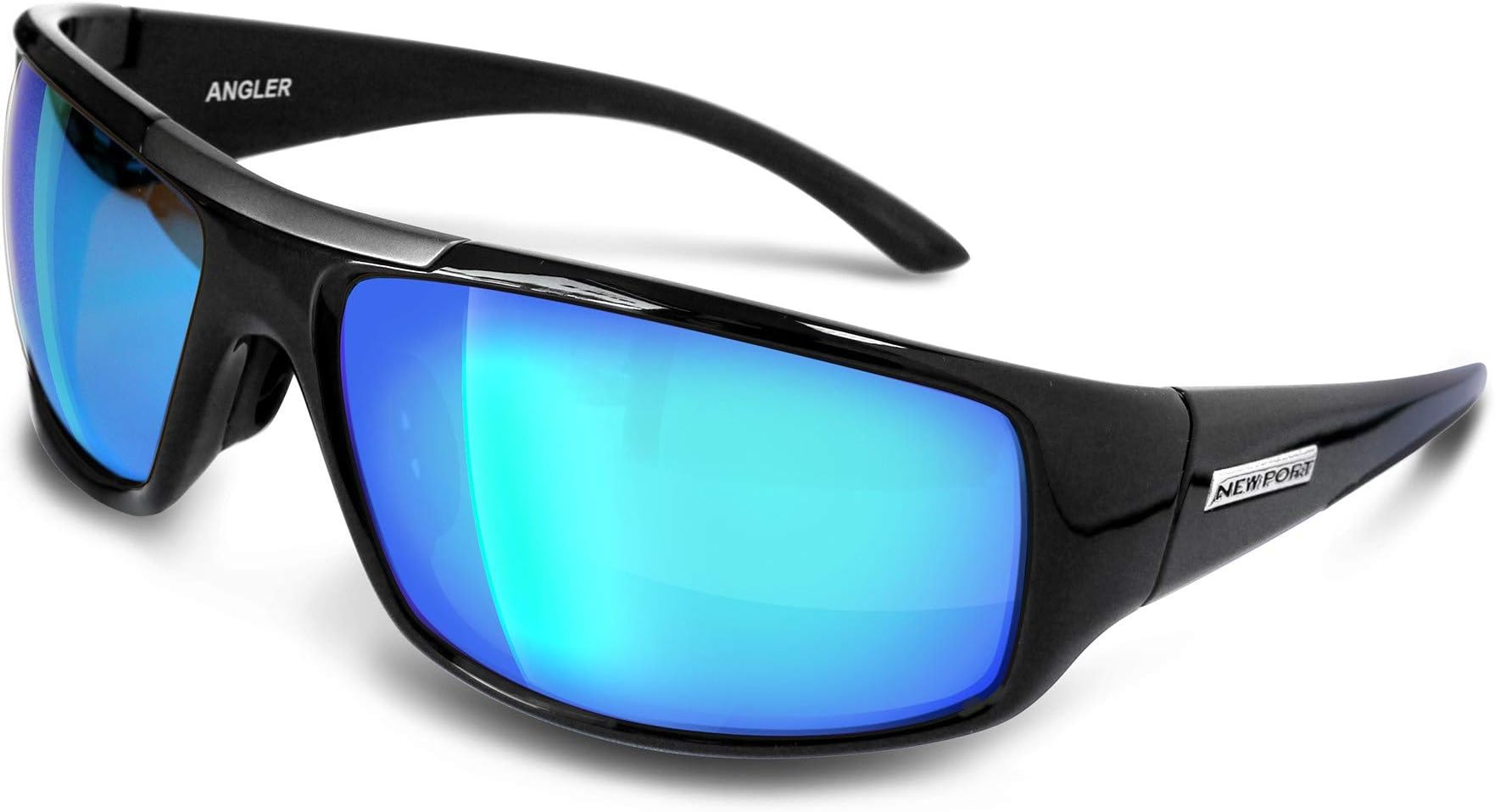 Newport Polarized Angler Black Sunglasses w/Blue Revo Lens