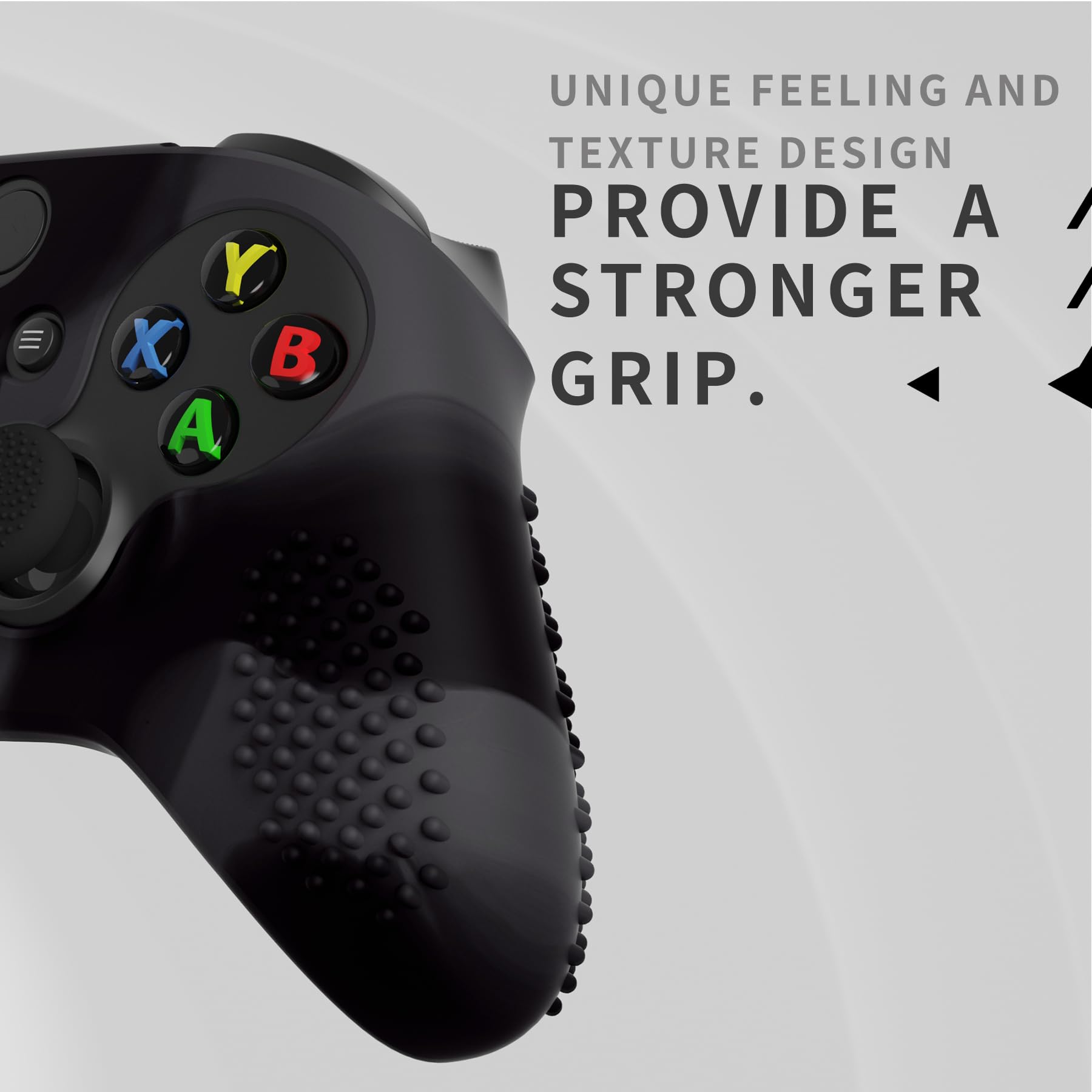 eXtremeRate PlayVital Funda de Silicona para Xbox Series X/S, Carcasa Antideslizante con 6 Thumb Grips, Protector Ergonómico, Accesorios para Xbox Series X/S - 3D Tachonado (Oscuro Gris Negro) - 2