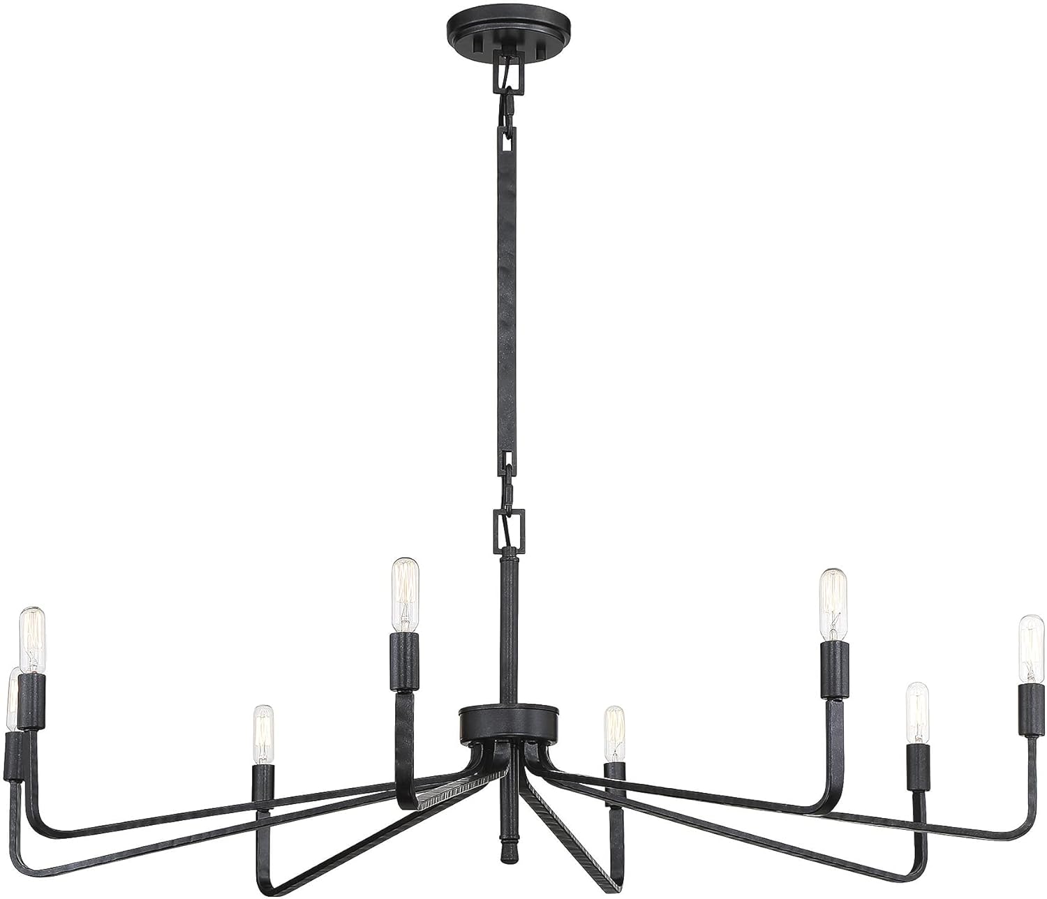 Savoy House 1-6400-8-190 Salem Industrial Rustic Round Chandelier, 8-Light 480 Total Watts, 14" H x 40" W, Forged Iron