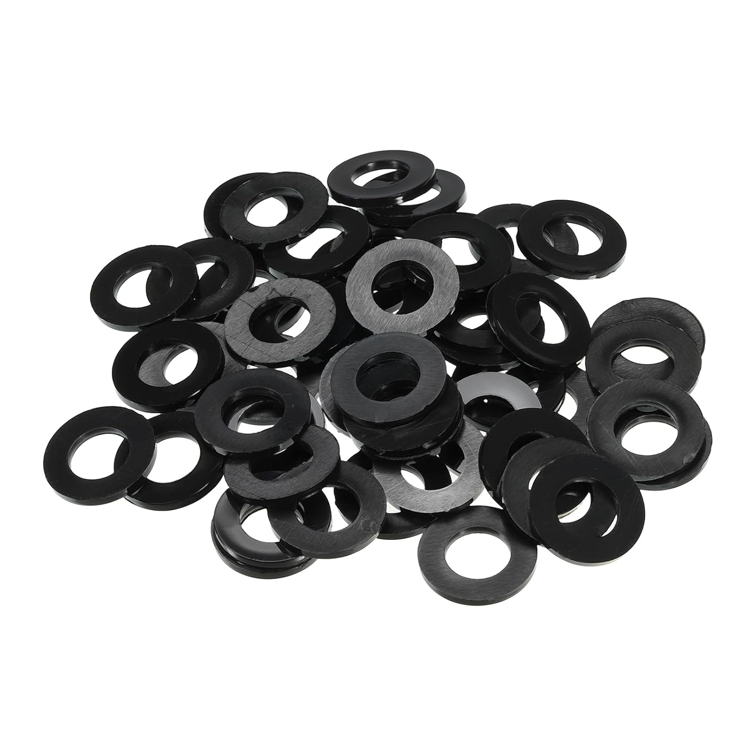 PATIKIL M14 Nylon Flat Washer, 100 Pack 14mm ID 27mm OD 2.5mm Thick Sealing Spacer Gasket Ring for Faucet Pipe Water Hose Fastener Bolt, Black