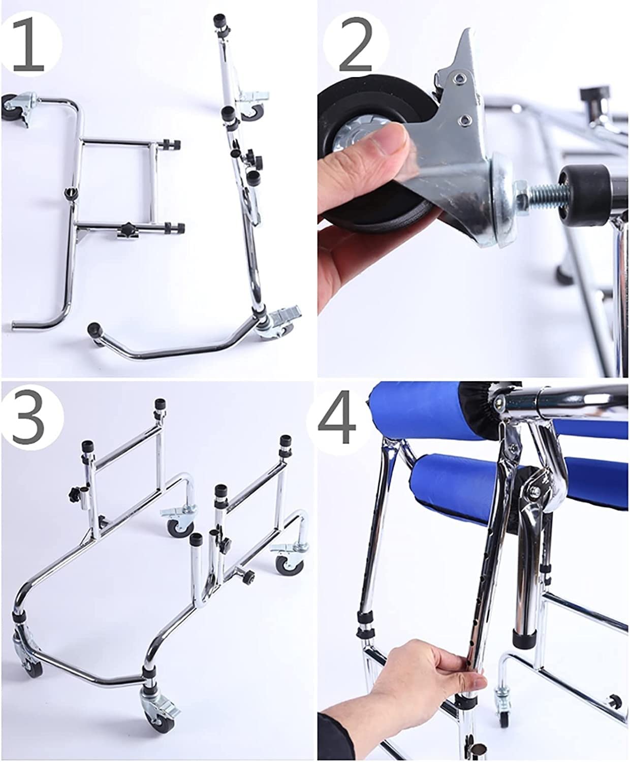 Andador portátil para niños con parálisis cerebral, con estructura de apoyo para la bipedestación, para personas con discapacidad, con ruedas de 6/8 pulgadas y asiento ajustable en altura, p