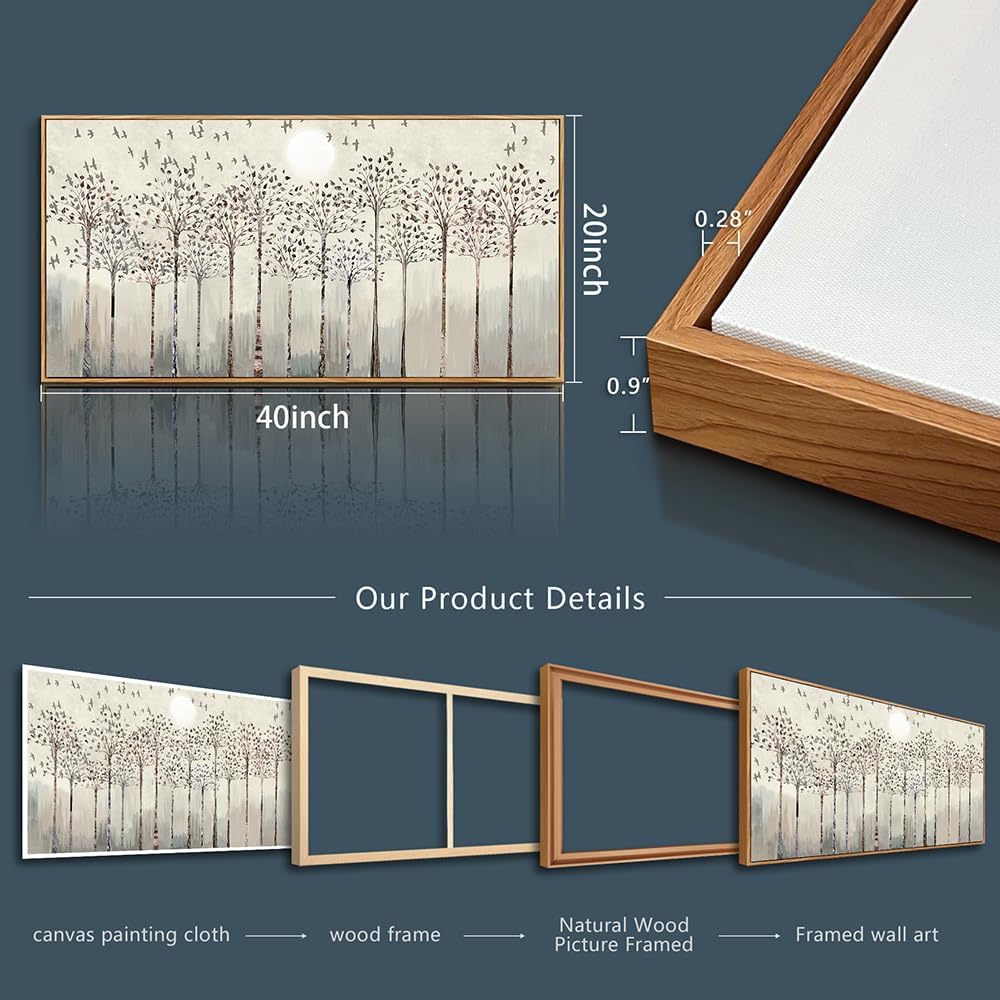 Wapluam Framed Canvas Wall Art For Living Room Wall Decoration Office Pictures Artwork Large Wall Decor For Bedroom Scenery Abstract Wall Painting Home Decor Wood Framed Ready to Hang 20" x 40"