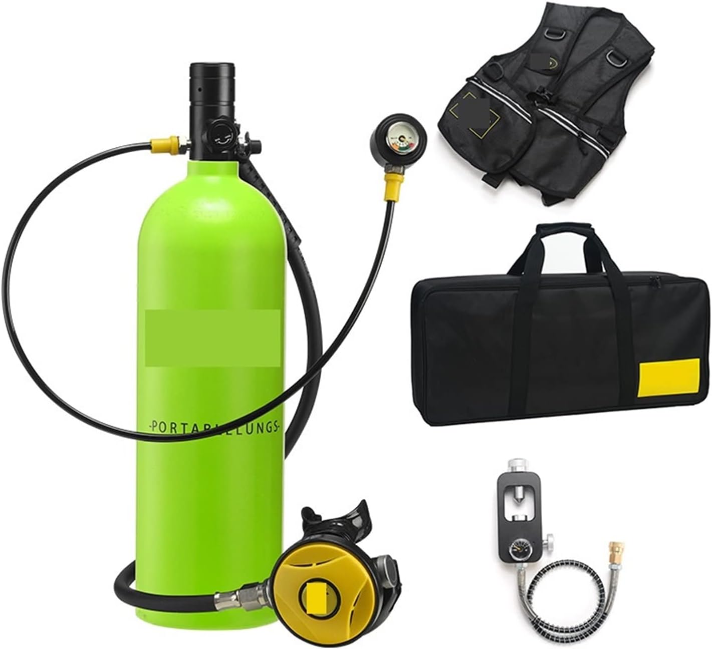 Scuba Tank Kit, 2L Diving Snorkeling Equipment Residual Pressure Gauge for Underwater Work/Underwater Recreation