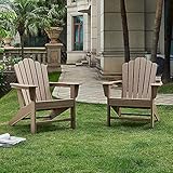 Ehomeline Classic Outdoor Adirondack Chairs Set of 2 for Garden Porch Patio Deck Backyard, Weather Resistant Accent Furniture,Brown