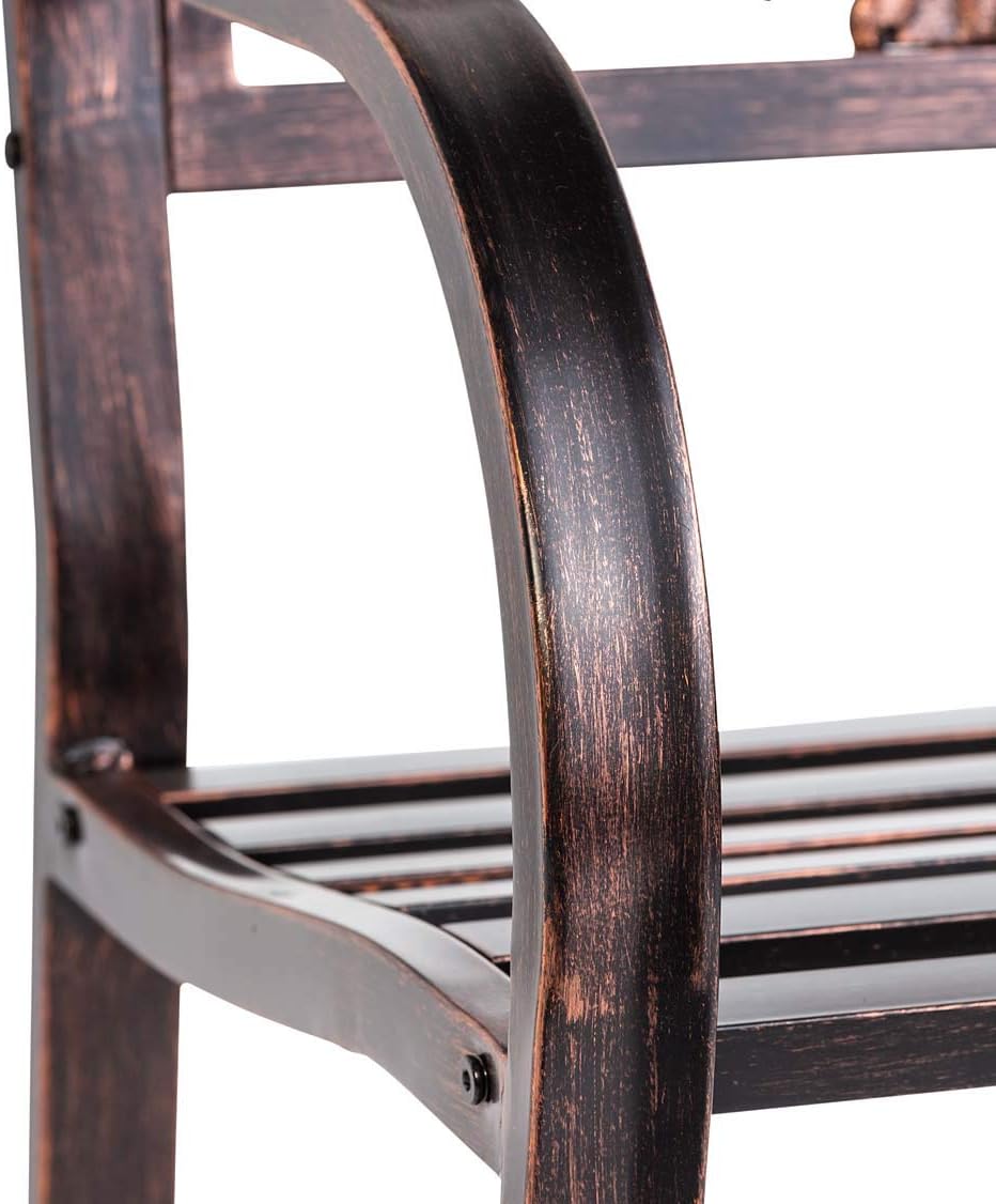 Plow & Hearth Black Metal Sunflower Garden Bench for Patio, Yard and Garden with Detailed Decorative Back Design Featuring Copper-Colored Flowers and Leaves, 50" W x 21" D x 34" H : Garden & Outdoor