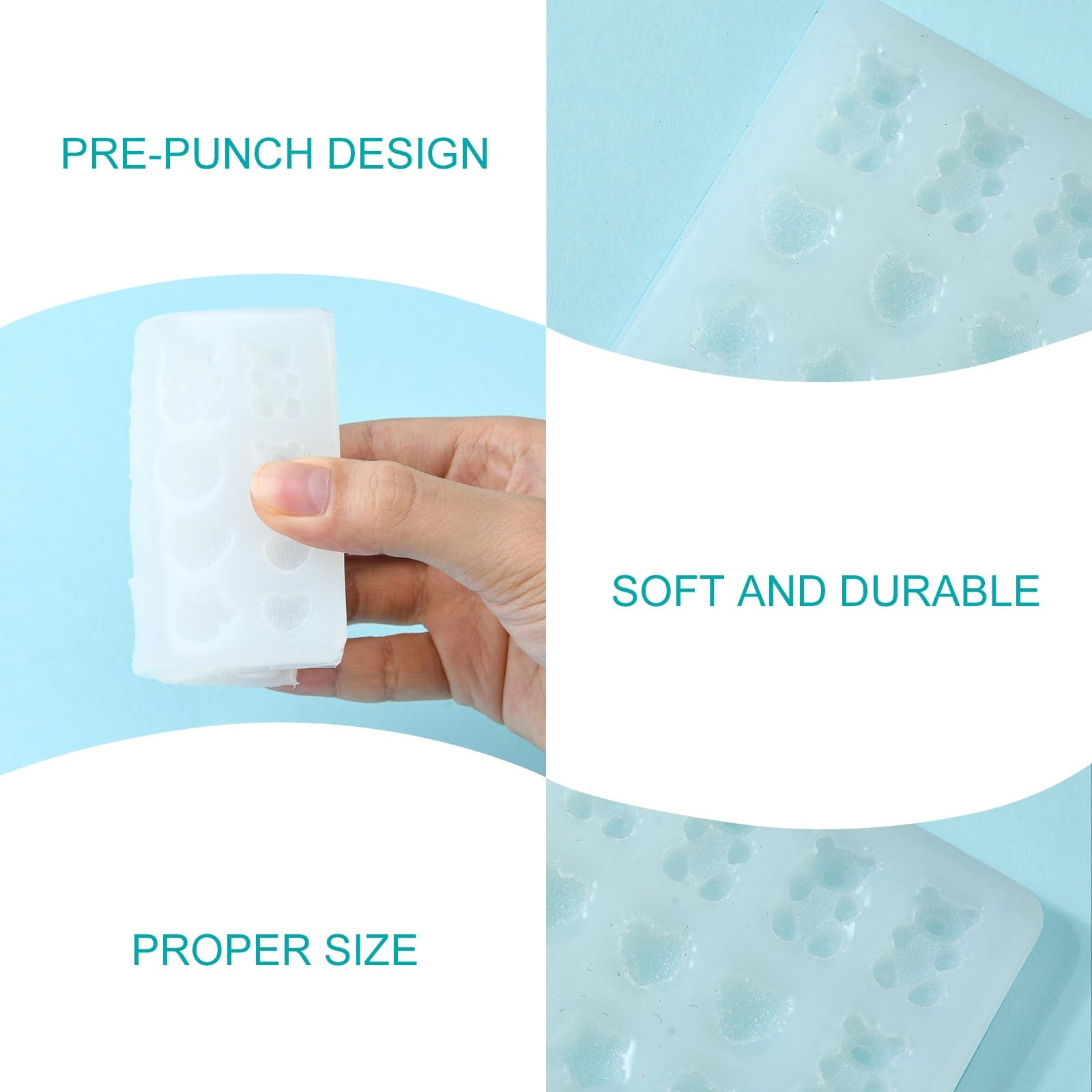 UR URLIFEHALL 1 Pc Bear Star Heart Silicone Resin Mould DIY Resin Casting Moluds with 200 Pcs Screw Eye Pins for DIY Resin Crafts Ornaments - Image 3