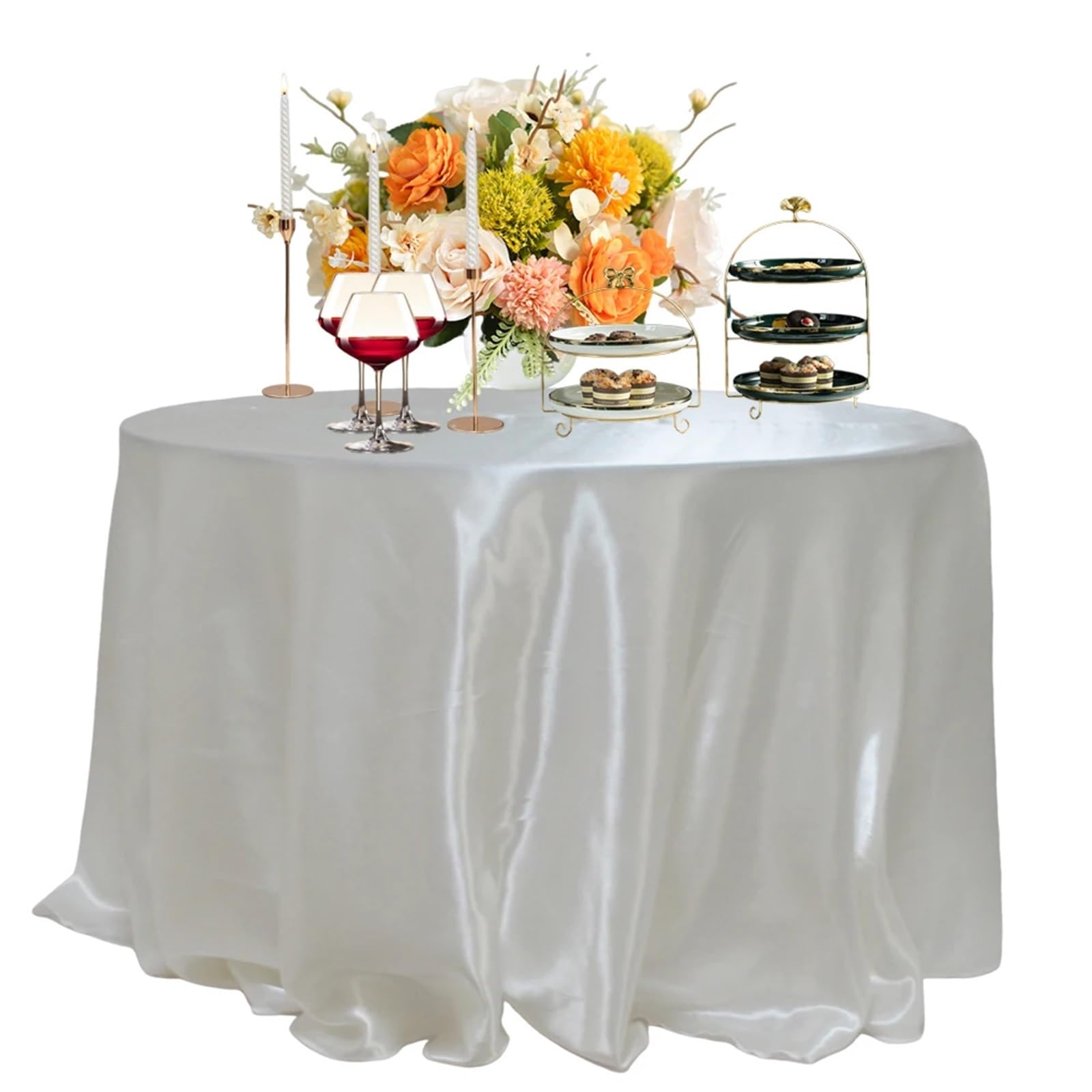 Showgeous 2 Pack satijnen tafelkleed 228 x 335 cm champagne rechthoek zijdeachtig satijn tafelkleed voor buffettafelfeesten vakantie diner bruiloft banket decoratie