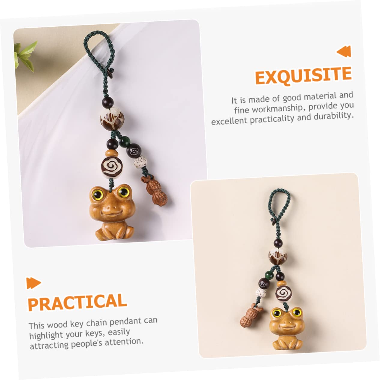 VALICLUD 4stücke Holz Tier Schlüsselanhänger Charm Süßes Frosch Design Als Taschenanhänger Oder Handy-dekoration Leicht Und Auffällig Perfektes Für Jeden Anlass
