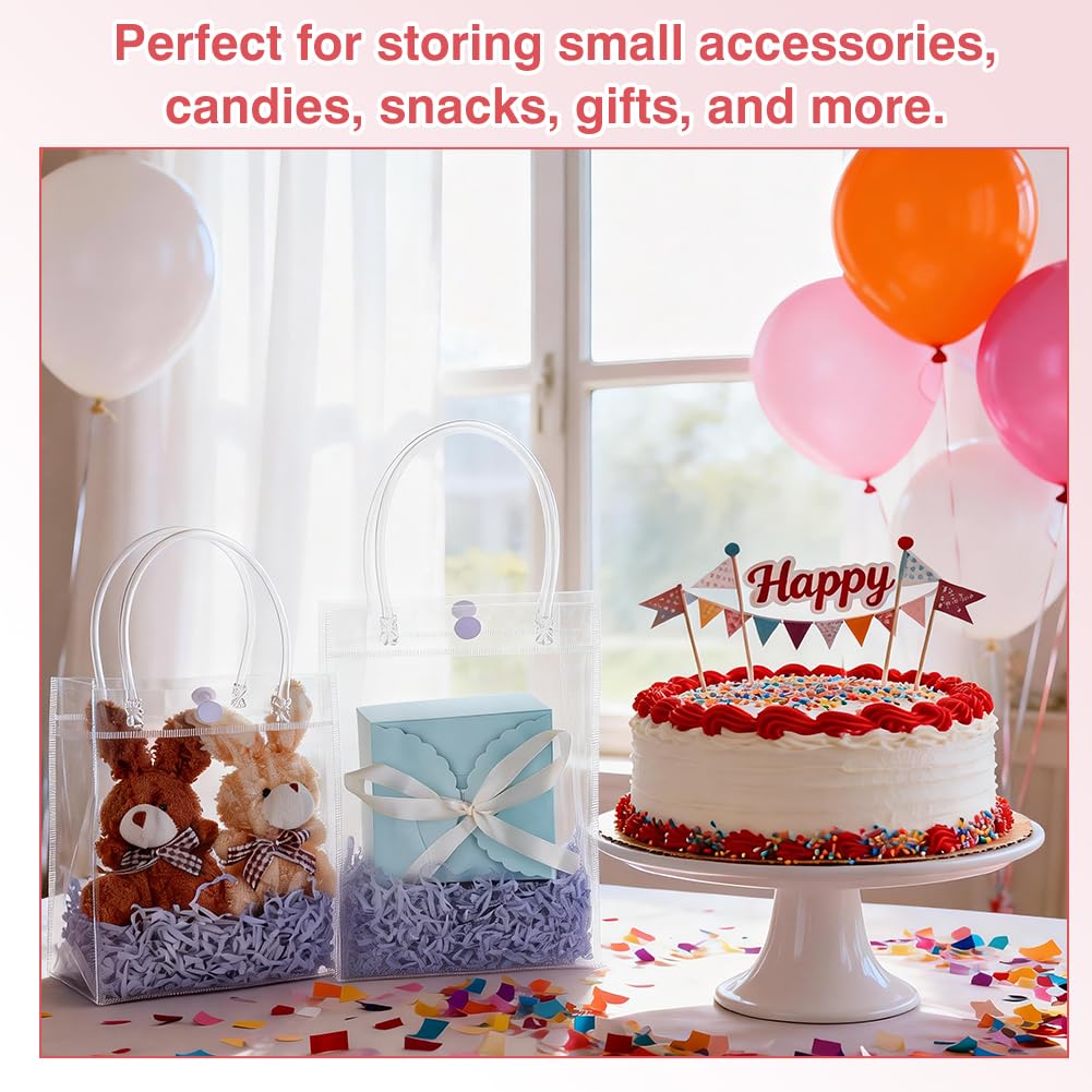 INTERWARM 120 sac Cadeau Transparent avec Poignée Sacs Cadeaux en Plastique Transparents de Petite Taille (Taille Unique) Sac Cadeau Transparent pour Mariage Ou Anniversaire 40pcs / Taille