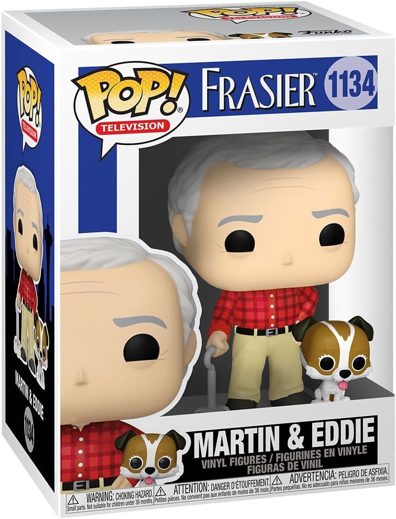 Funko Pop! TV: Frasier - Martin Crane with Eddie Vinyl Figure (Bundled with Compatible Pop Box Protector Case), Multicolored, 3.75 inches