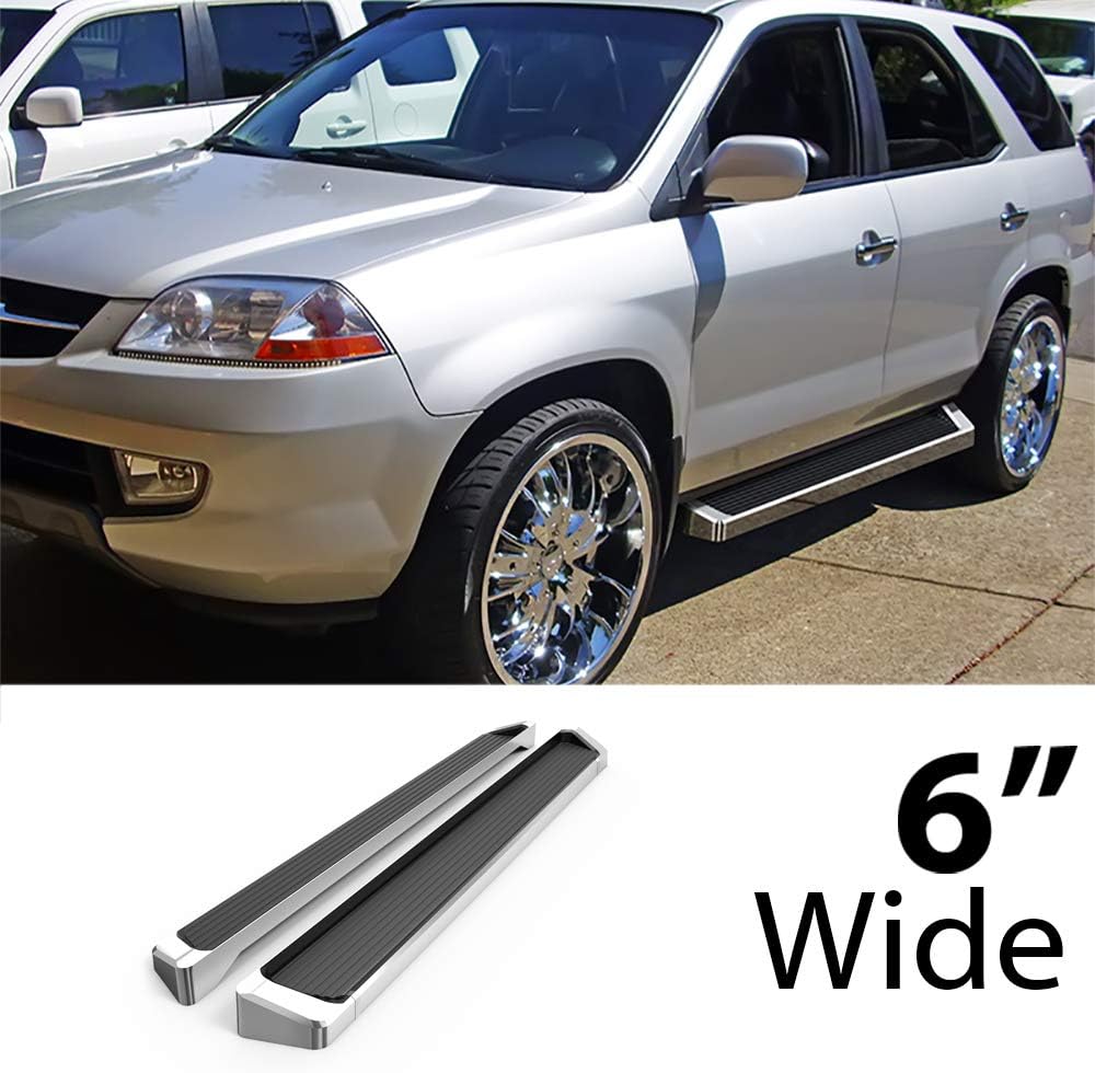 HD Ridez Running Board 6" Silver Compatible with Honda Pilot 2003-2008 & Acura MDX 2002-2004 (Nerf Bar Side Steps Side Bars)