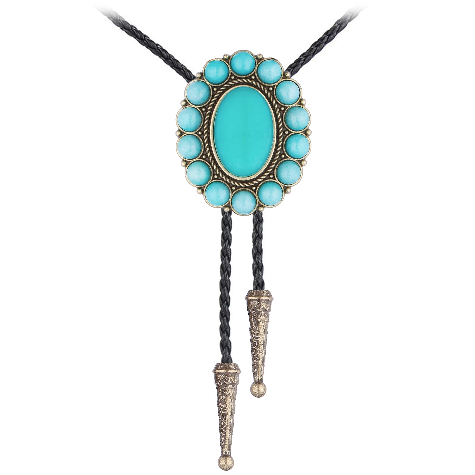 GelConnie Bolo Tie for Men Women Western Cowboy Turquoise Leather Necktie