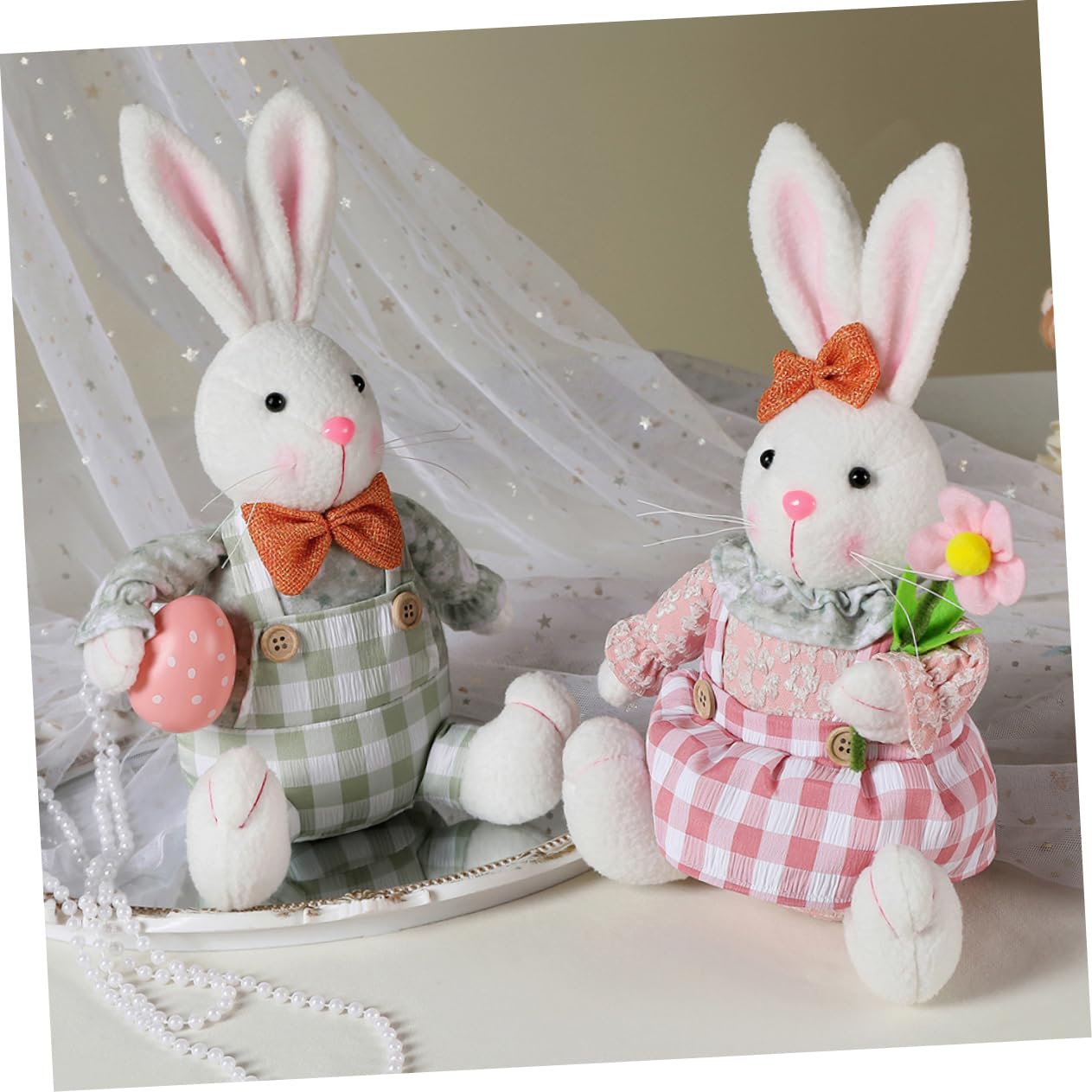 2pezzi Decorazione Pasquale Di Coniglietti Adorabili Per Decorazioni Da Tavolo e Casa Perfetti Per Atmosfere Festive e Oggetti Da Collezione