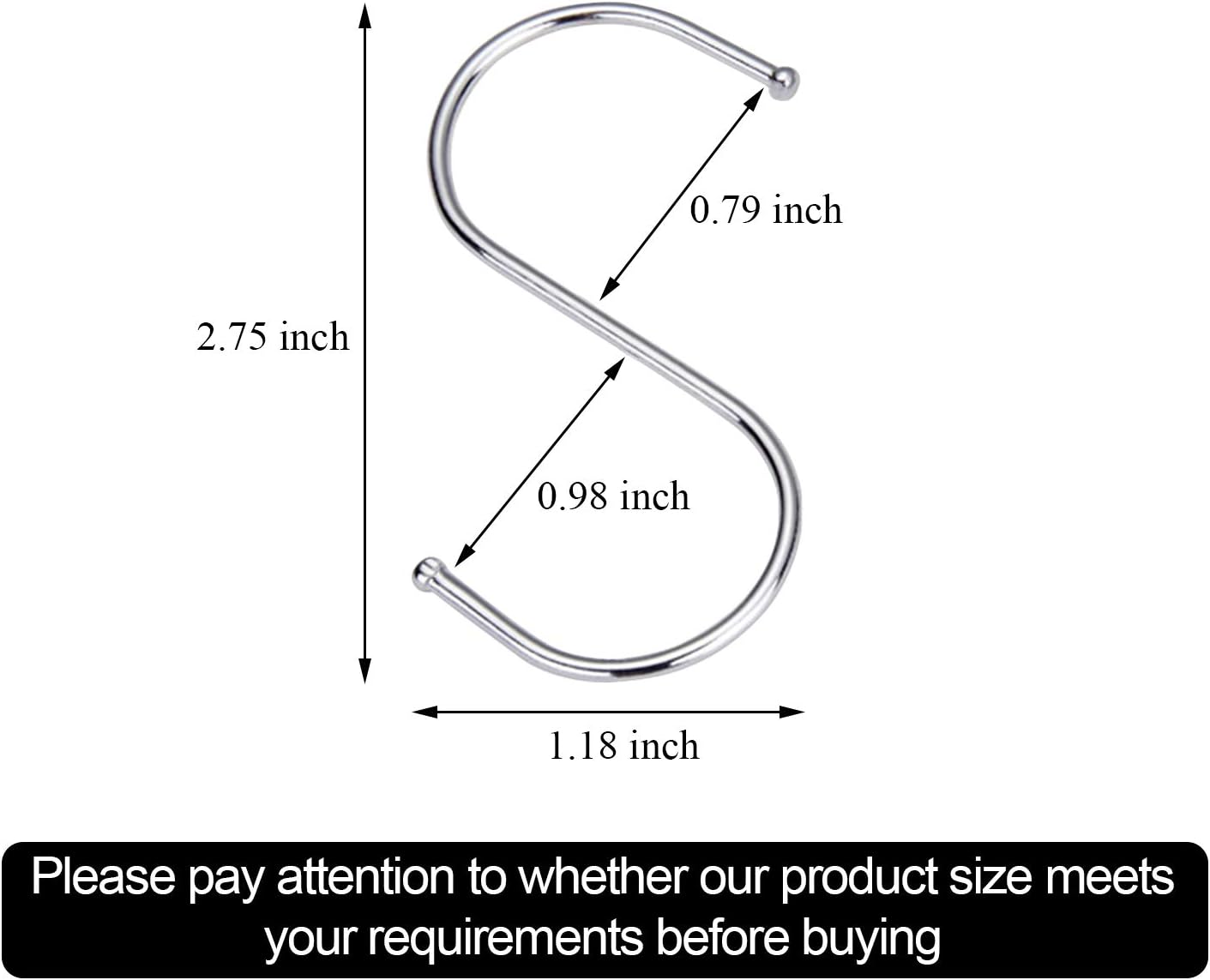 40 Pack Small S Shaped Hooks, EAONE Heavy Duty Stainless Steel S Hooks Rack Hangers for Hanging Kitchenware Pan Pots Utensils Clothes Bags Towels Plants, Silver