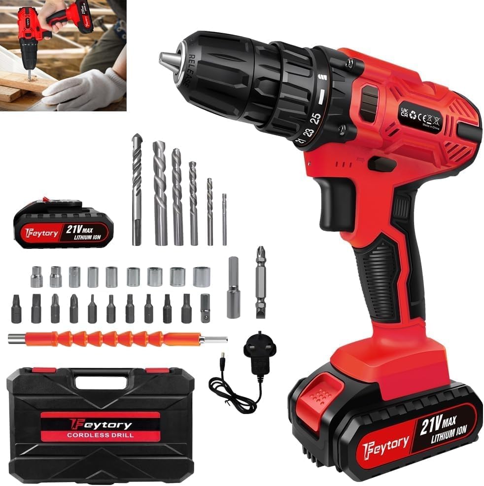 Nichilas 21V Cordless Drill & Screwdriver – 2-Speed, 3/8" Keyless Chuck, 1500mAh Battery, LED Light - View #5