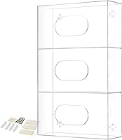 Storage Standard Triple Glove Box Holder Wall Mount Dispenser - Acrylic Organizer for Medical Kitchen Gloves, 16.5x10x3.5in w/ Hardware