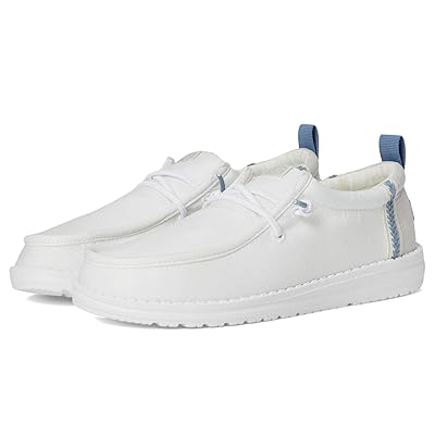 Hey Dude Kids Wally Summer Linen (Little Kid/Big Kid) Boys Shoes White/Stone Grey