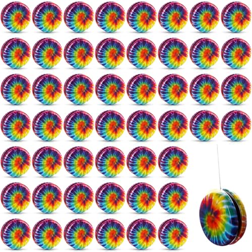 60 Pcs Rainbow Yo Yo Toys Bulk Metal Yoyo Toys Auto Return Entertaining Beginner Yo Yo with String Assorted Yoyos for Kids Yo Yo Party Favors Holiday Goodie Bag Stuffers for Birthday Classroom Prizes