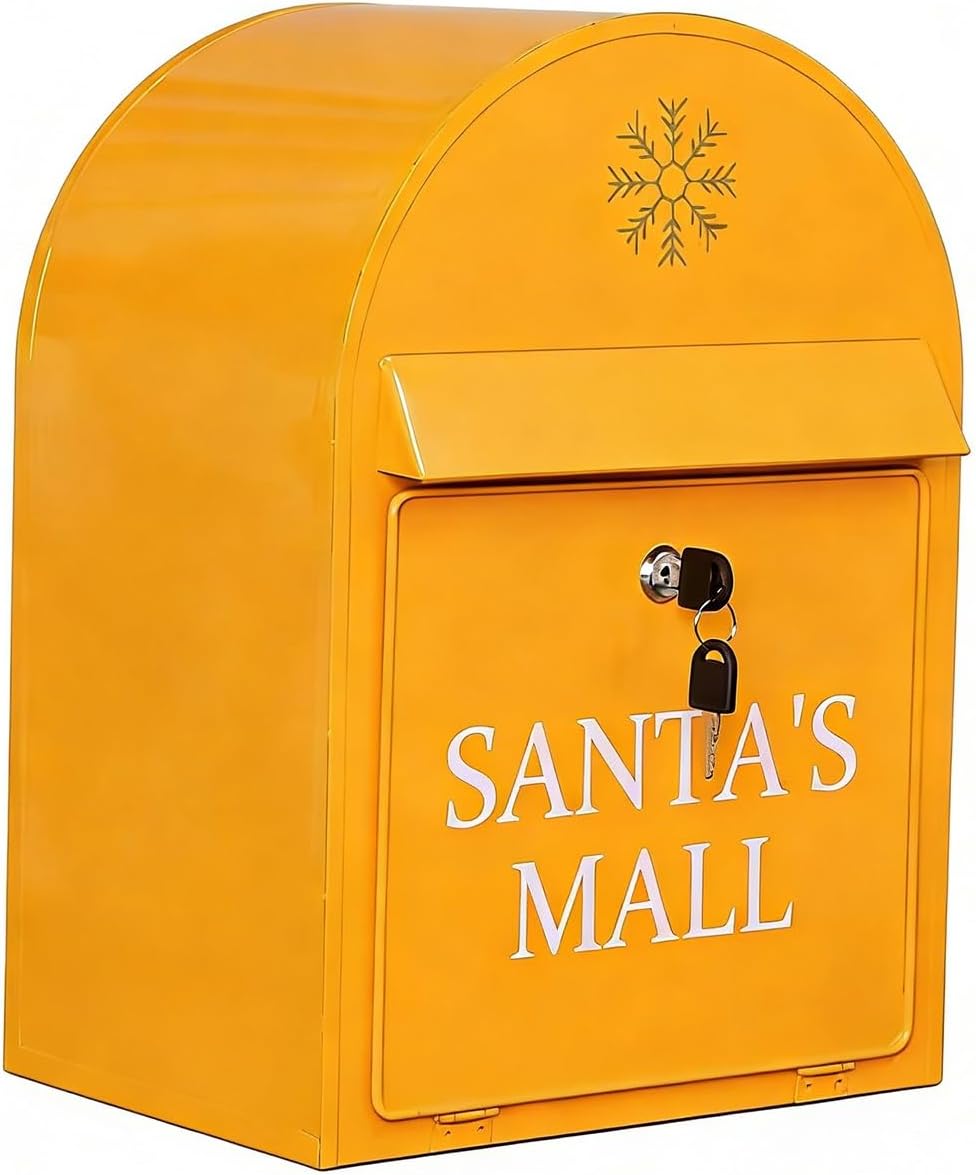 Steel Cover Metal Postbox, Wall Mount Mailbox with Key Lock, Easy to Install, Curbside Mailbox for Office School Home and Outdoor(Yellow)