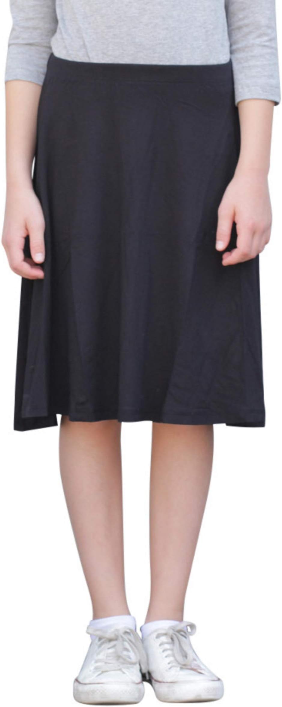 Kosher Casual Modest Kids Big Girl's Knee Length Full A-Line Skater Skirt