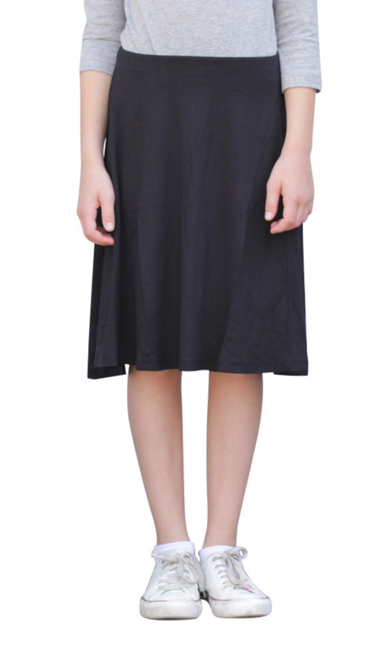 Kosher Casual Modest Kids Big Girl's Knee Length Full A-Line Skater Skirt