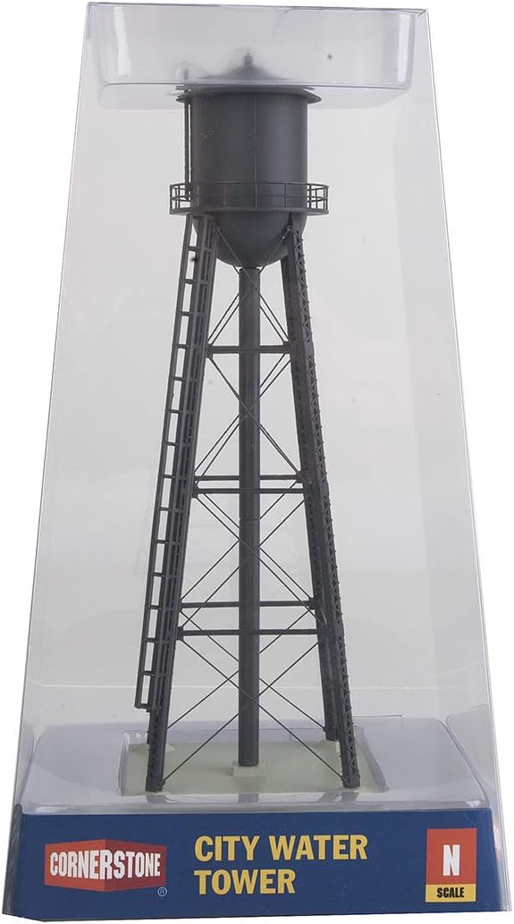 Walthers Cornerstone City Water Tower-Black 933-3832 N Scale Model Railroad - Structure Assembled Model