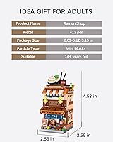 Vista 3 de Japanese Street View Ramen Shop Building Blocks, Mini Bricks Store Architecture Sets, Creative City Construction Model for Adults, Idea Gifts for