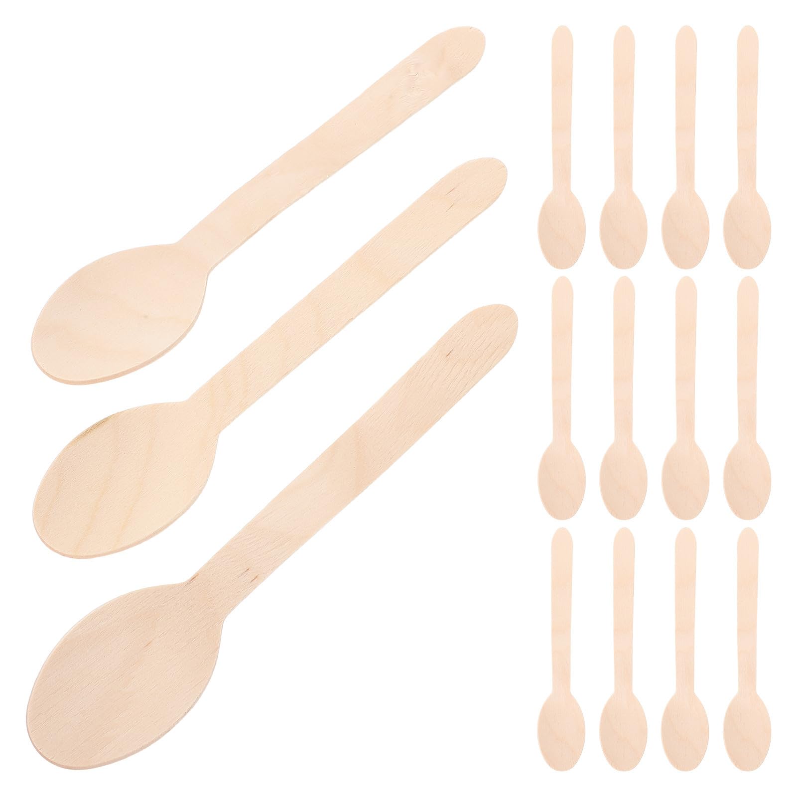 Cucharas desechables de madera jojofuny (100 uds.) para postres y degustación en fiestas