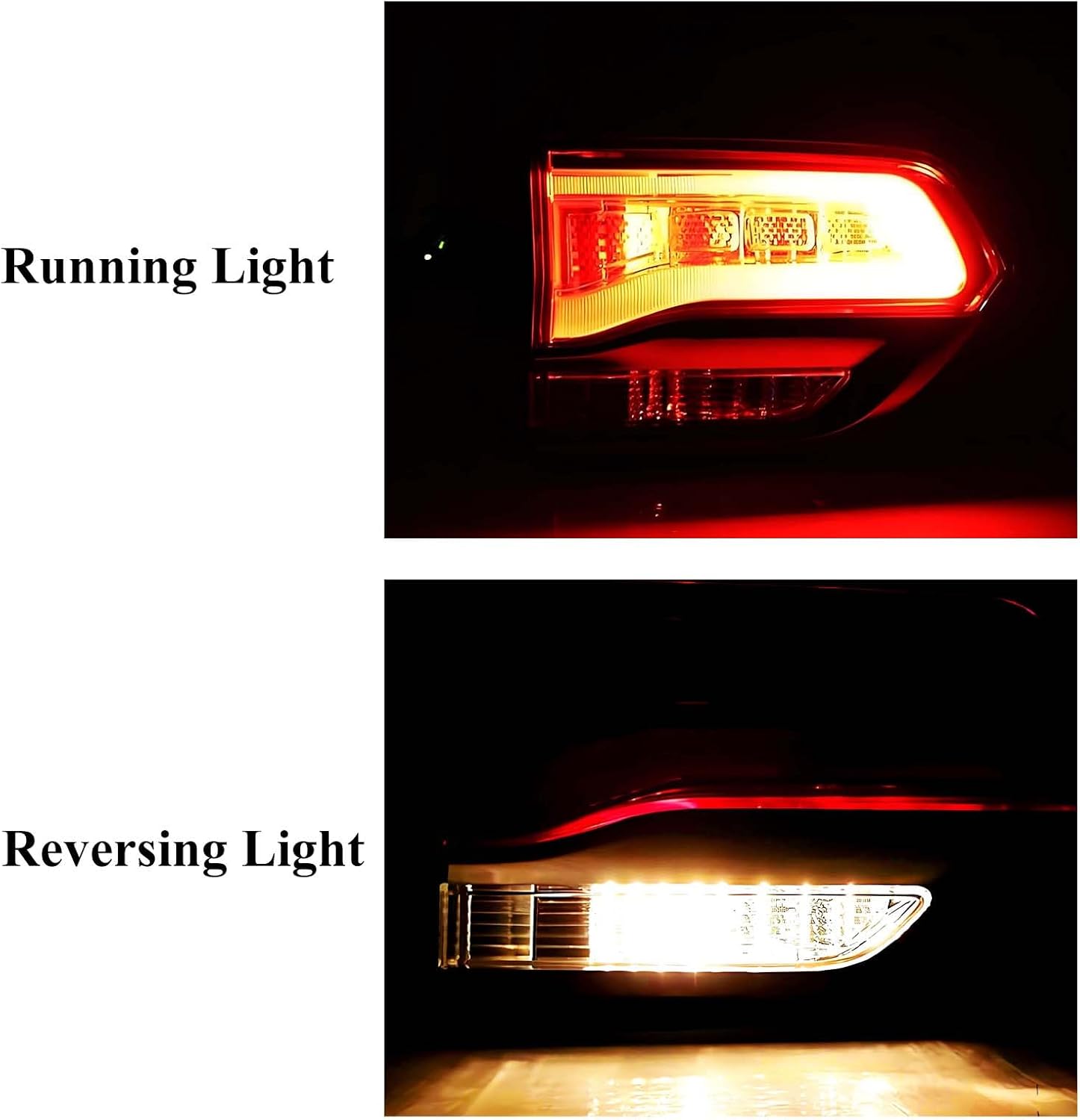 Left Driver Side Inner Tail Lights Assembly Compatible with 2014-2021 Jeep Grand Cherokee SRT Rear Brake Light, Replace OE#68236107AA, Black Frame