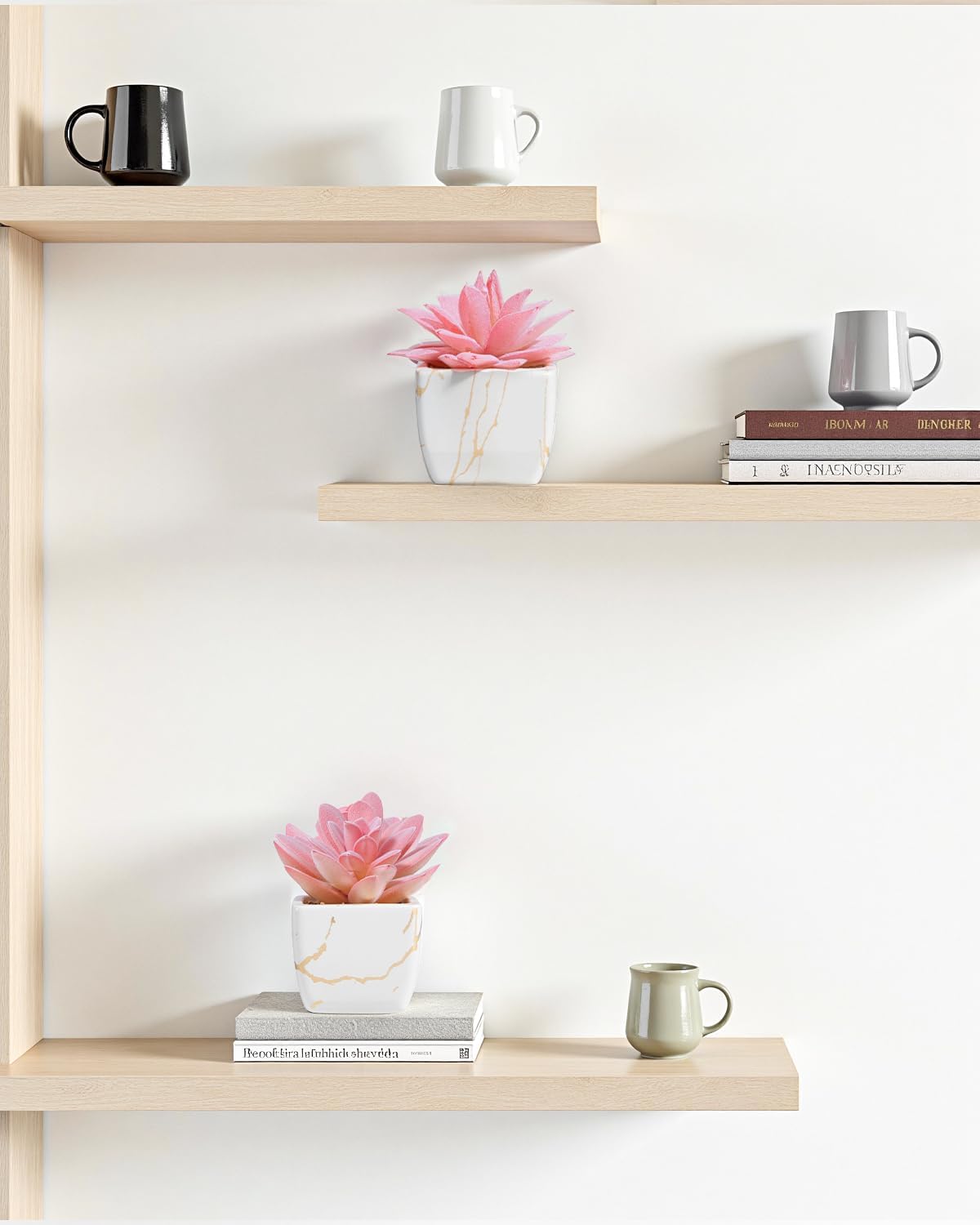 Artificial Succulent in 2PCS White Ceramic Pot, Small Fake Succulents Plants for Office and Desk Decor,Bathroom, Bedroom, Shelves, Vanity for Women - Image 2