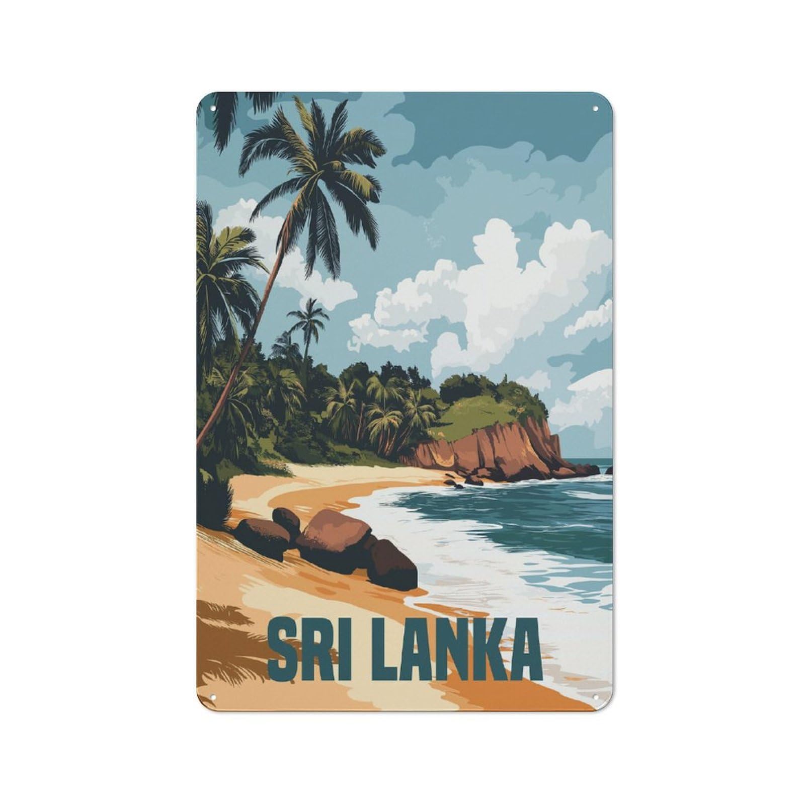 Junmoney Style-7 Metal Sign 30X20cm With Sri Lanka For Hallway Wall, Retro Decor, Gift For Hallway Decor Lovers During The Christmas Season