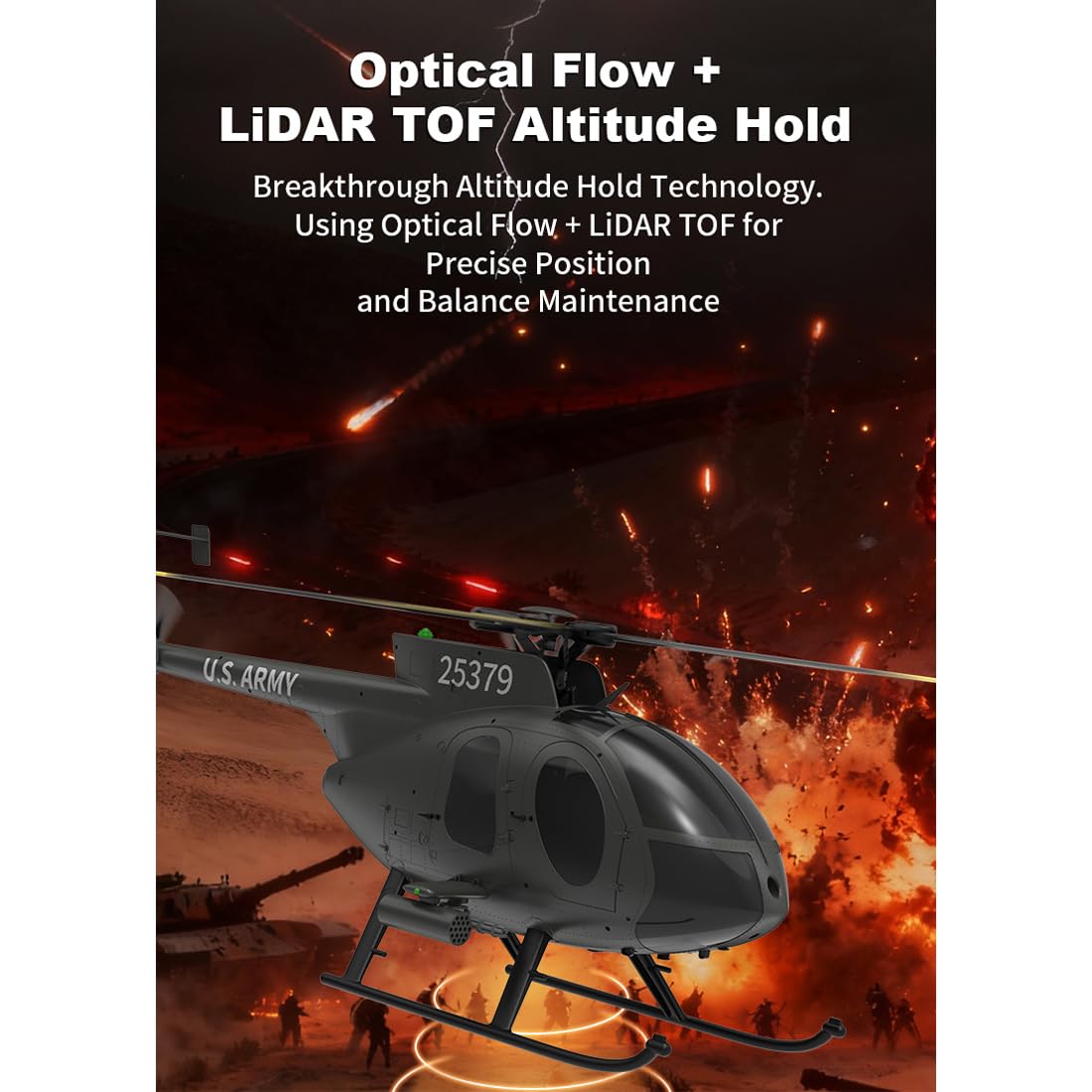 YU XIANG F119S MD500 Little Bird RC helikopter, skala 1:16, klasa 250, 2,4 g, 9 kanałów, samolot wojskowy RC z głowicą wirnika bez rozporka, przełączane tryby 6G/3D i otwierany kokpit, prezent dla