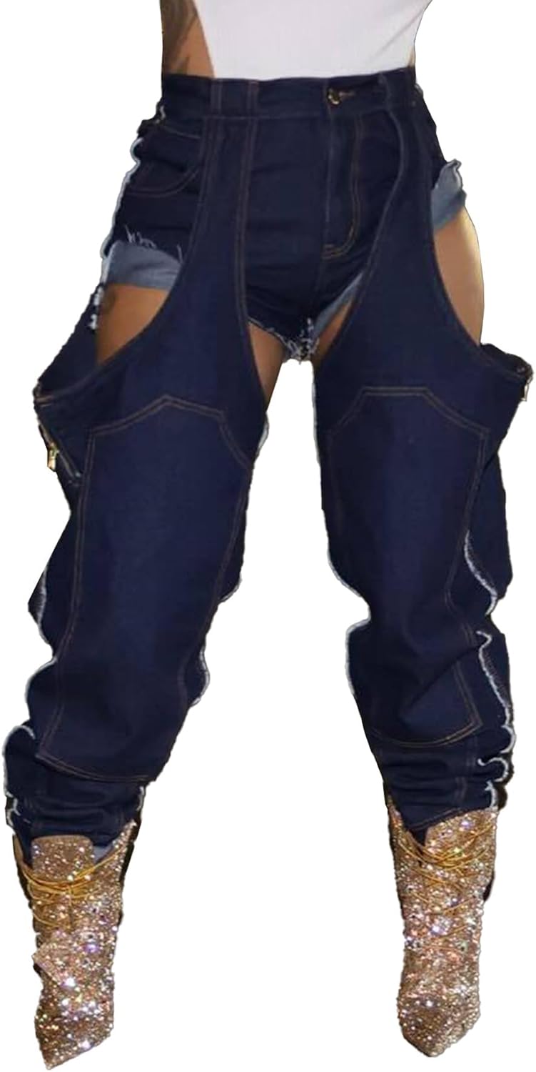 Tbahhir Women's Baggy Ripped Denim Jeans High Waisted Patchwork Boyfriend Wide Leg Distressed Stretchy Pants Y2K Streetwear