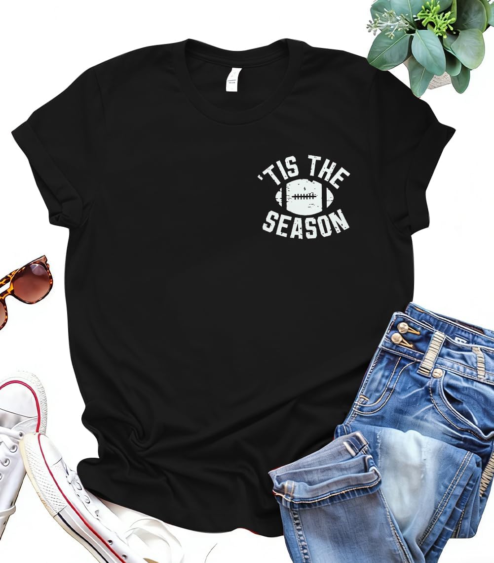 Football Shirts for Women Game Day T-Shirts Sunday Funday Tops Casual Sports Season Short Sleeve Shirt - Image 4