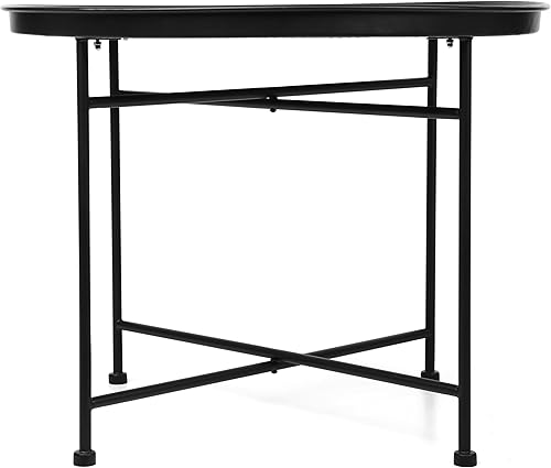 Miniatura 9 de BIRDROCK HOME Mesa auxiliar de metal pequeña negra mesa auxiliar circular para dormitorio, sala de estar, espacios de esquina martillada, mesa